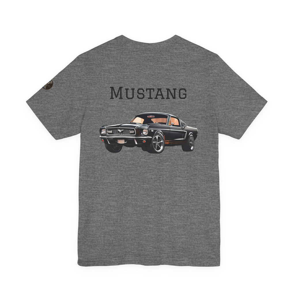 Black Mustang Horse and Classic Mustang Car Tee | Vintage Muscle Car Shirt