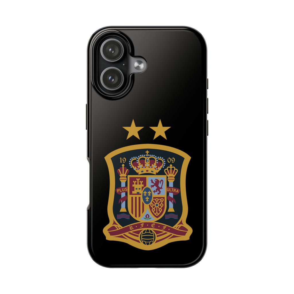 Spain Soccer Crest Tough Phone Case  Black Protective iPhone Case with Two Stars