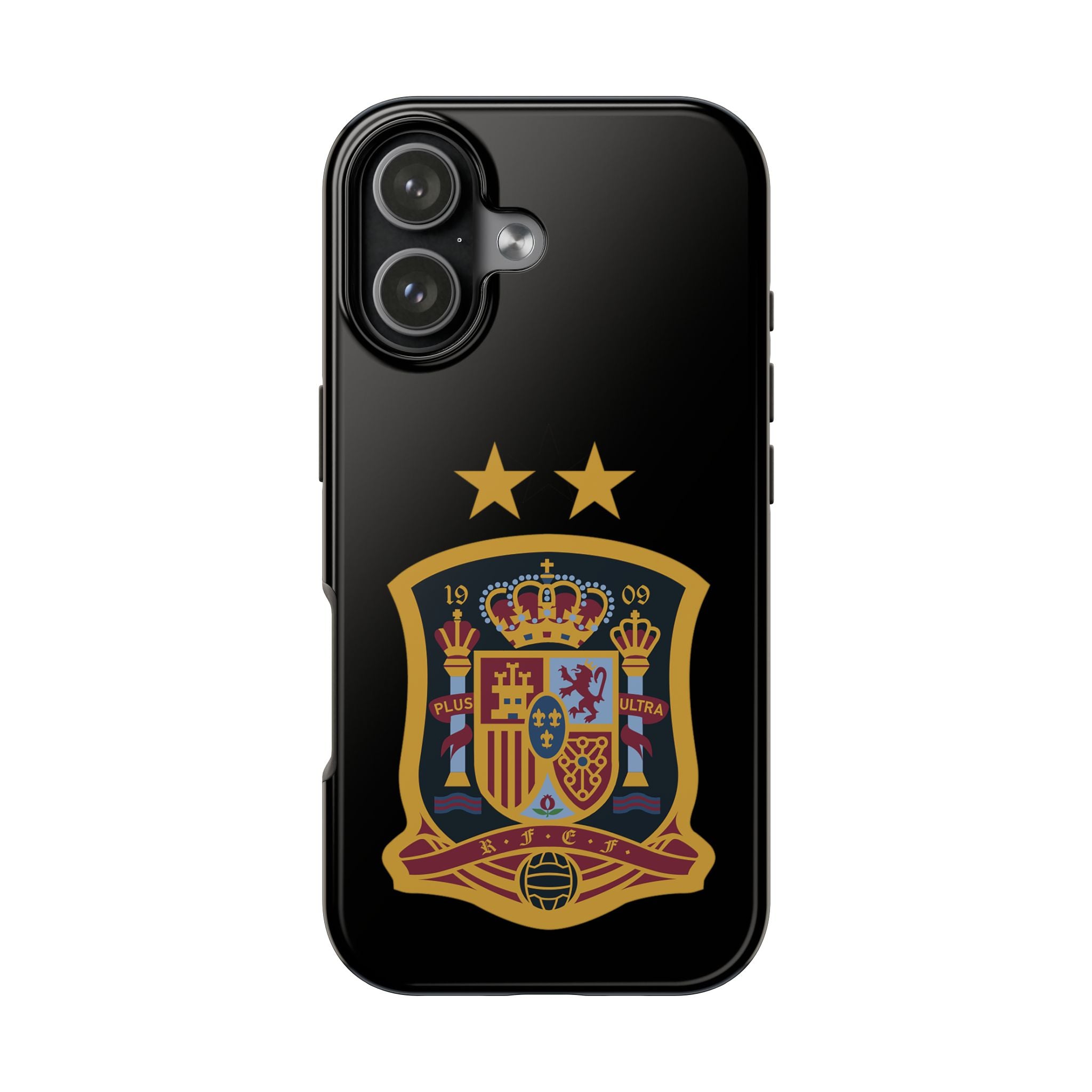 Spain Soccer Crest Tough Phone Case  Black Protective iPhone Case with Two Stars