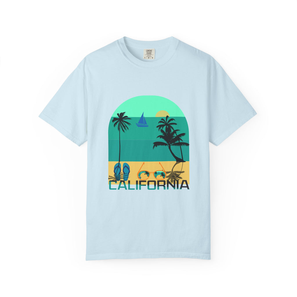 California Beach Surf T-Shirt  Retro Palm Trees & ‘SURFING’ Graphic