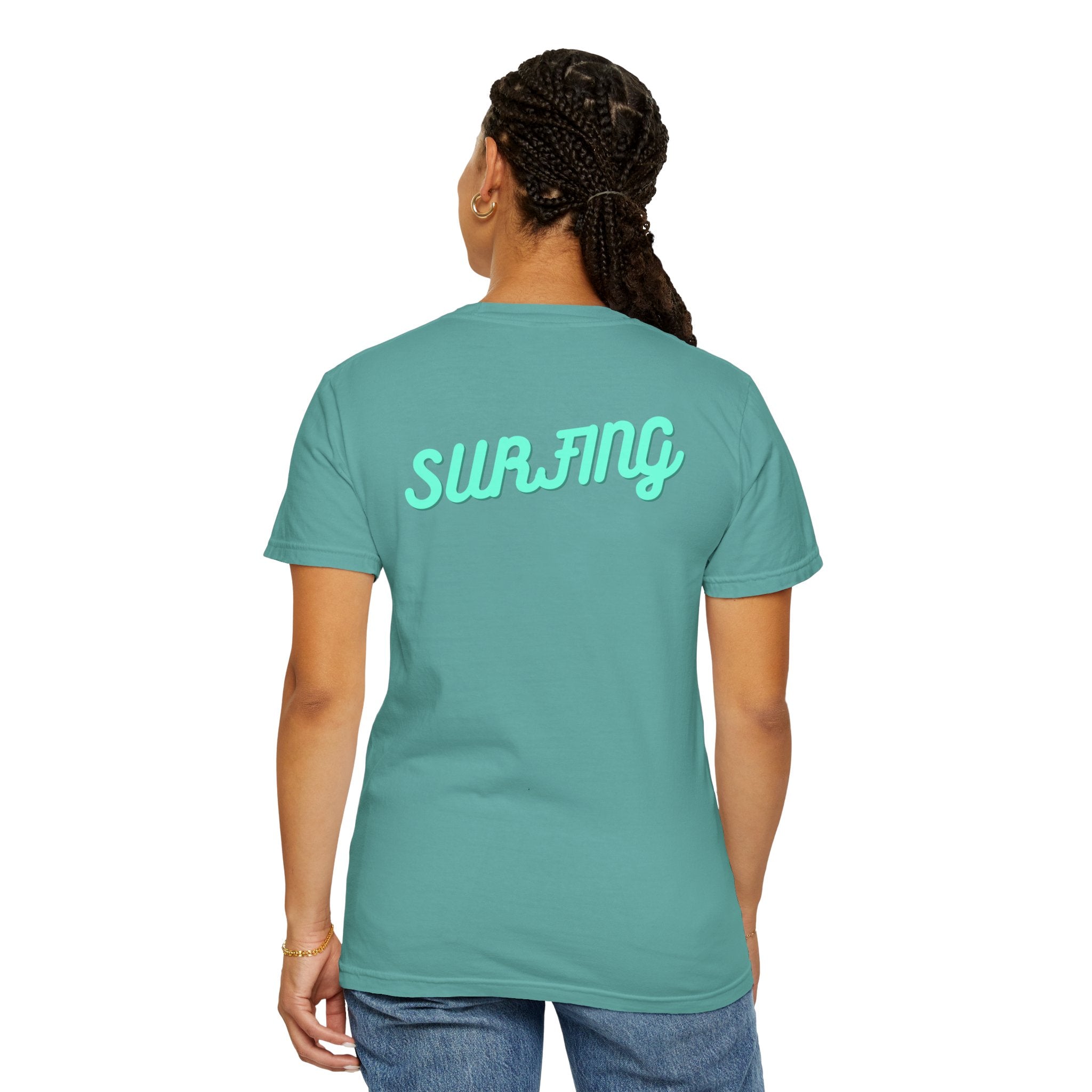 California Beach Surf T-Shirt  Retro Palm Trees & ‘SURFING’ Graphic
