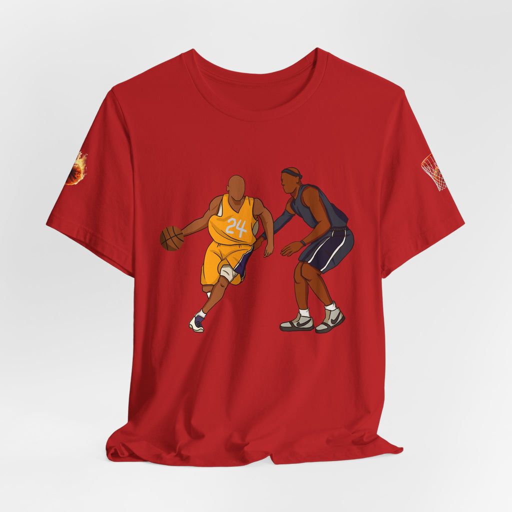Basketball Players Tee Dribble Defender Court Illustration