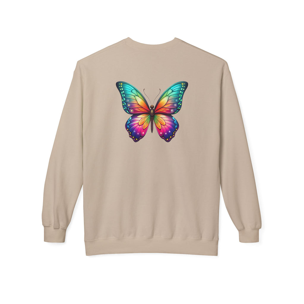 Rainbow Butterfly Sweatshirt | Colorful Monarch Wing Graphic
