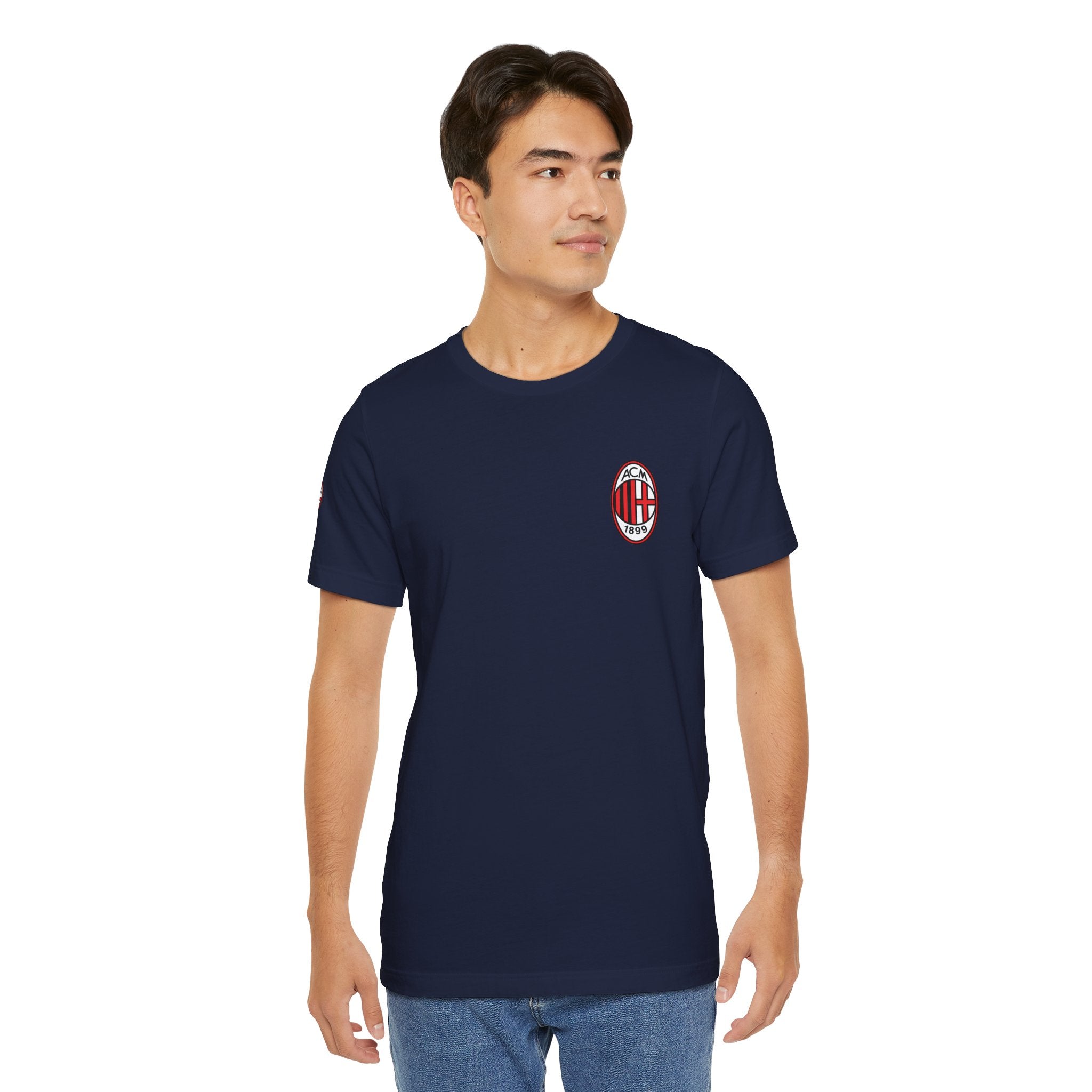 AC Milan Crest T-Shirt Minimal Soccer Tee with 'AC Milan' Back Print
