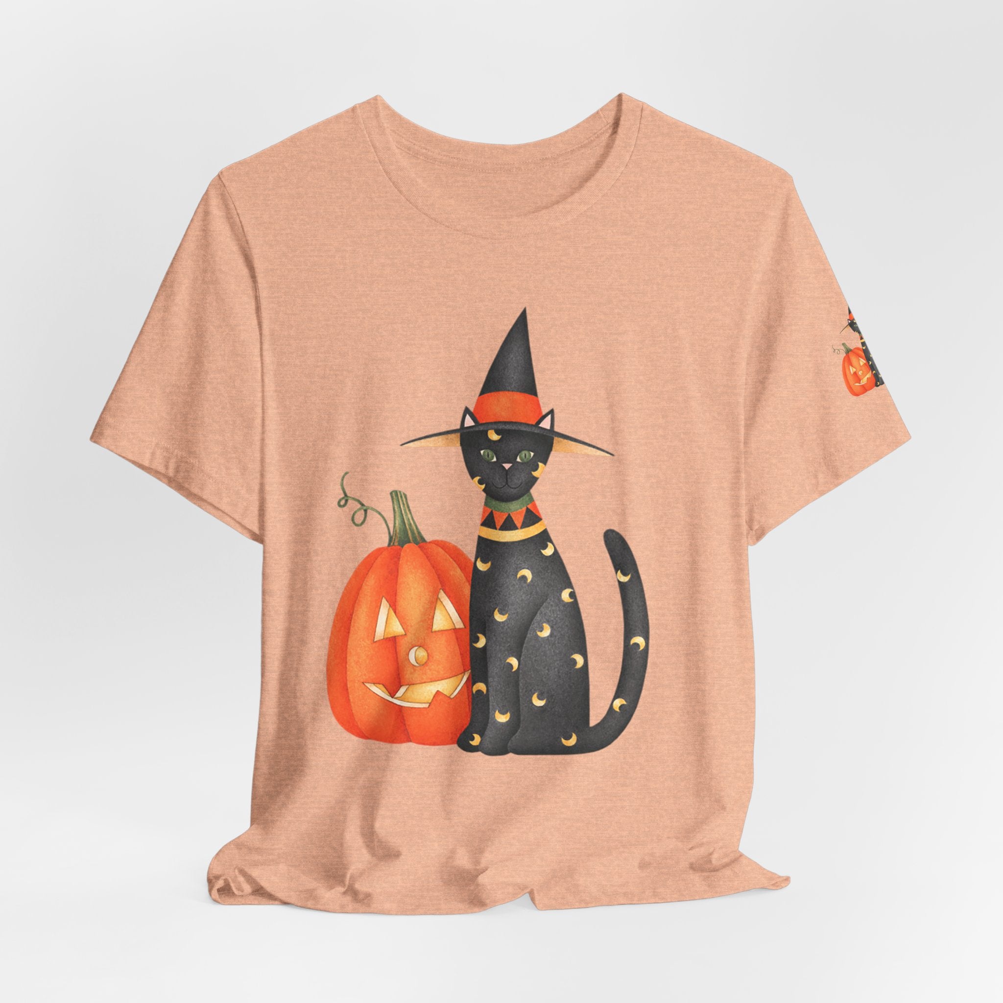 Halloween Cat Tee, Spooky Cat Shirt, Unisex Halloween T-Shirt, Pumpkin Cat Apparel, Halloween Costume Tee
