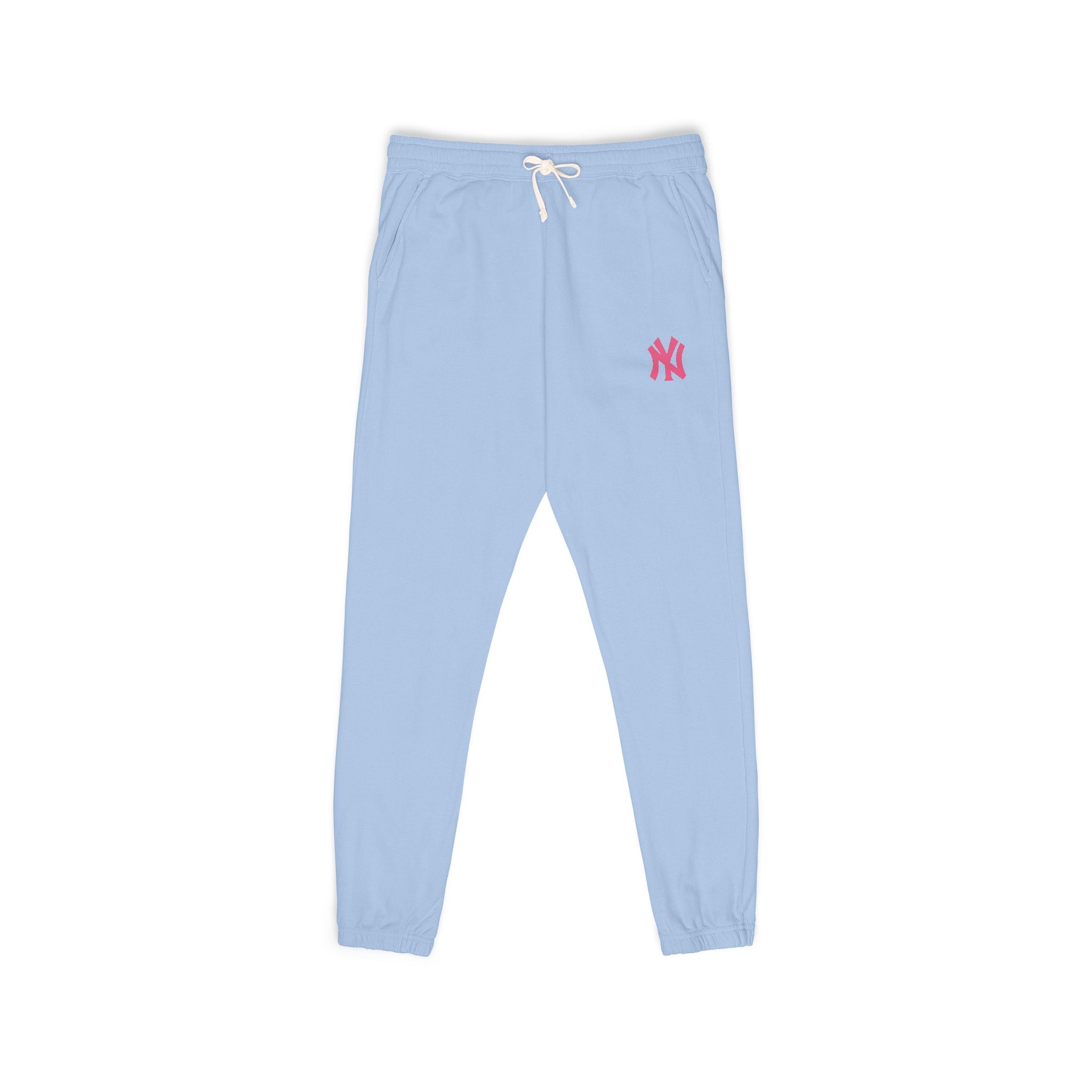 Fleece Sweatpants Vintage Washed Joggers with Distressed NY Logo