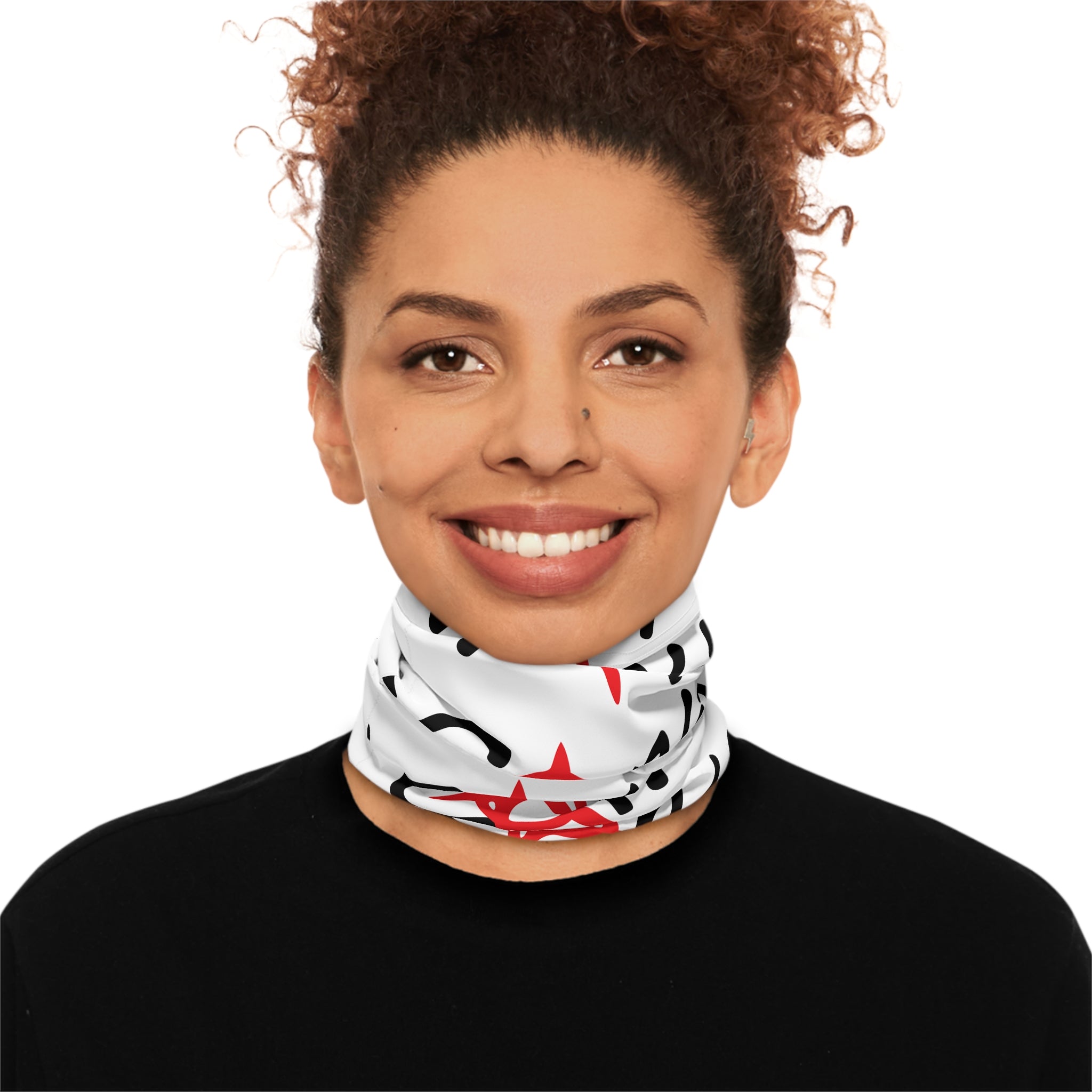 Anarchy Script Neck Gaiter — Red Anarchy A Pattern Lightweight Face Covering