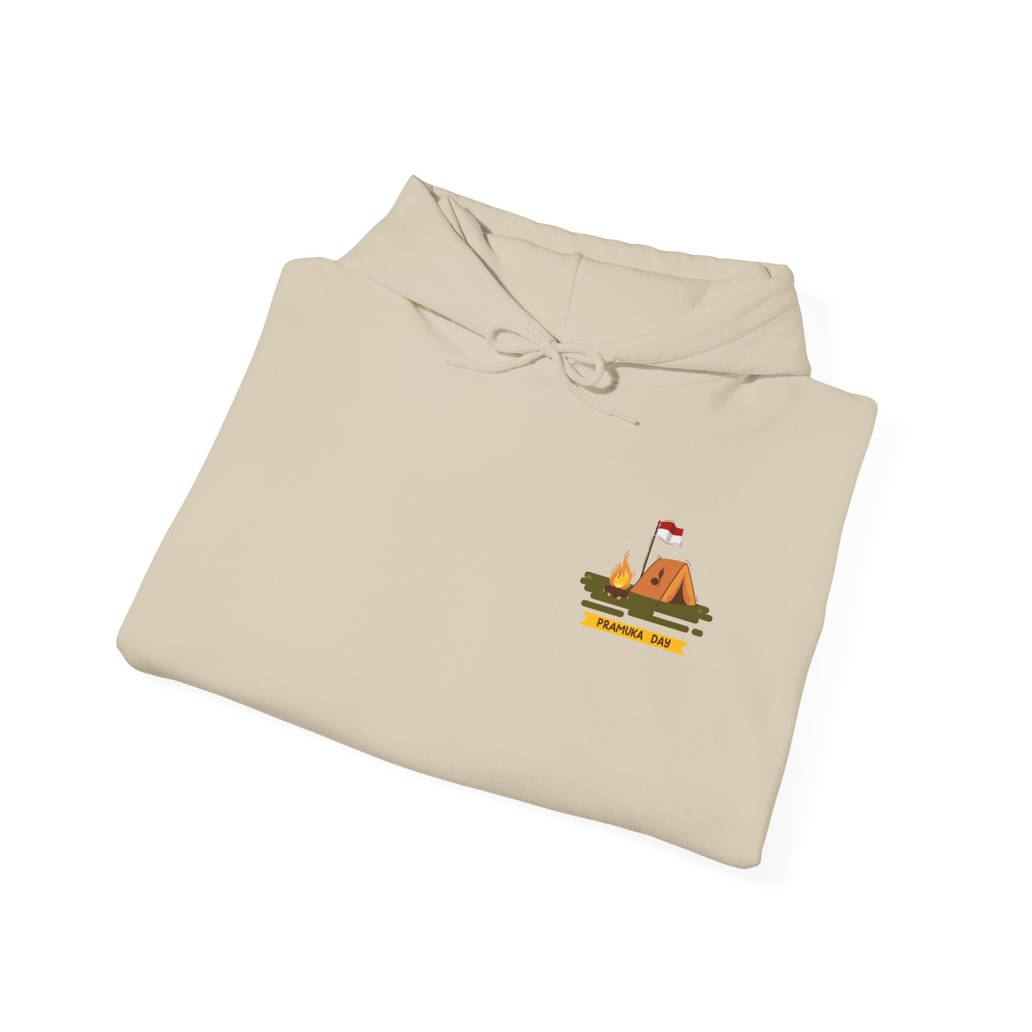 Camping Gear Hoodie  Tent, Boots, Lantern, Campfire Illustration