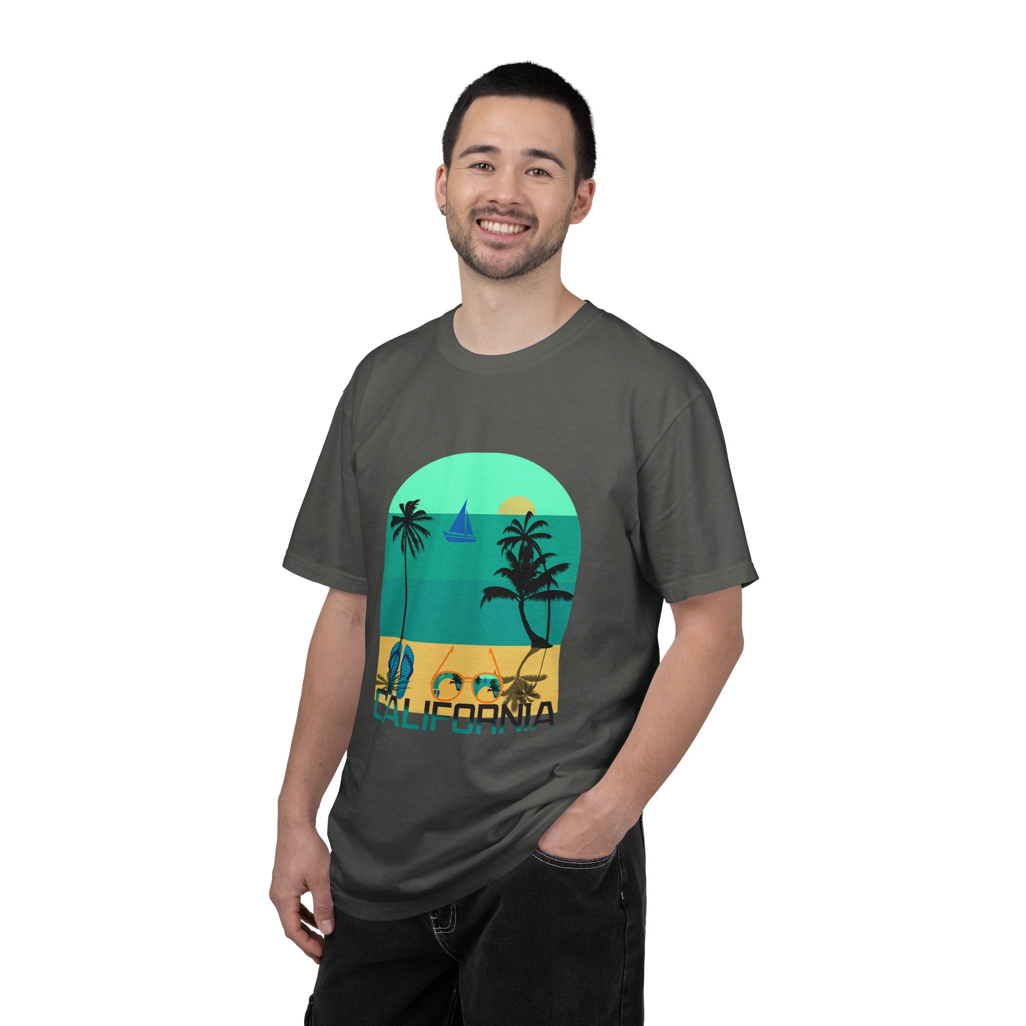 California Beach Surf T-Shirt  Retro Palm Trees & ‘SURFING’ Graphic