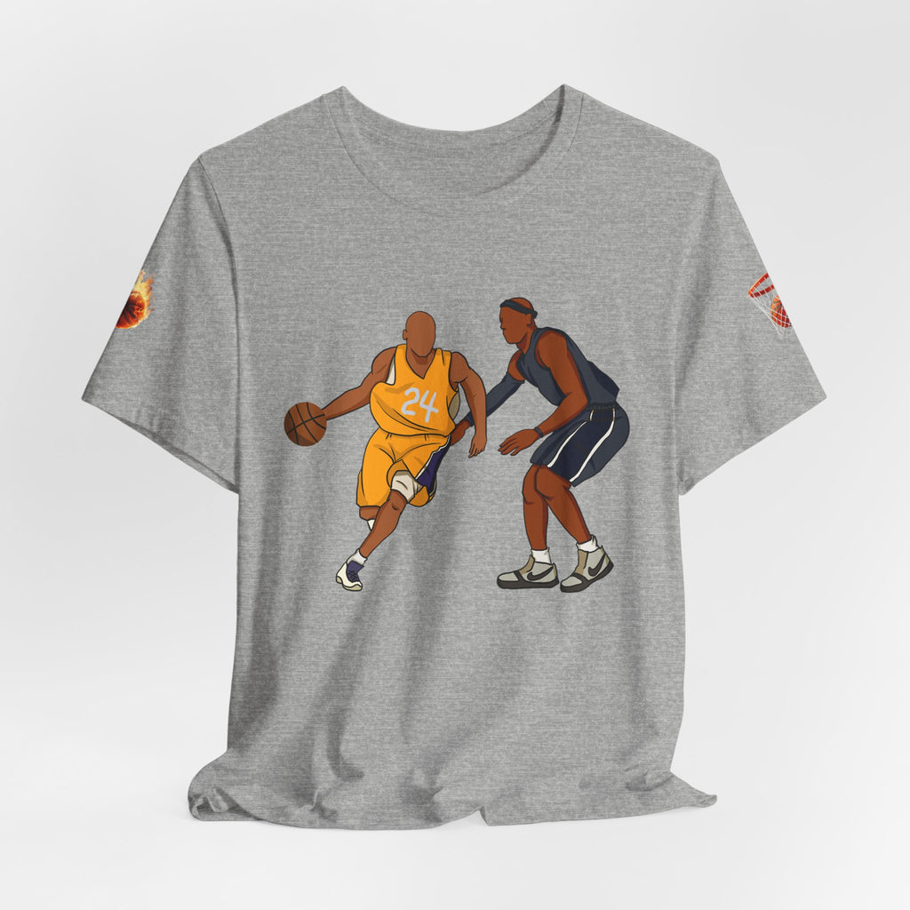 Basketball Players Tee Dribble Defender Court Illustration