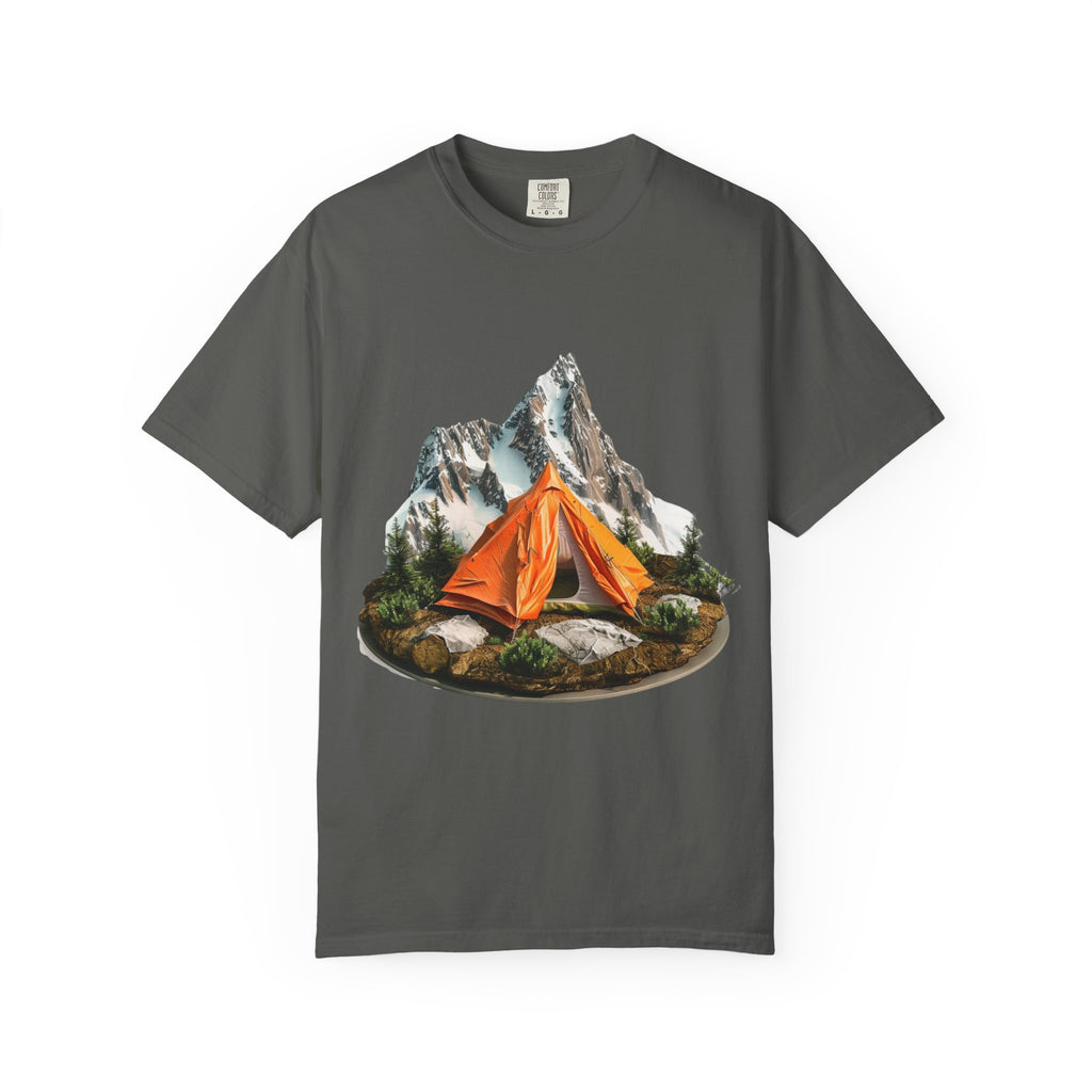 Mountain Camping Tent T-Shirt  Orange Tent Campsite Graphic