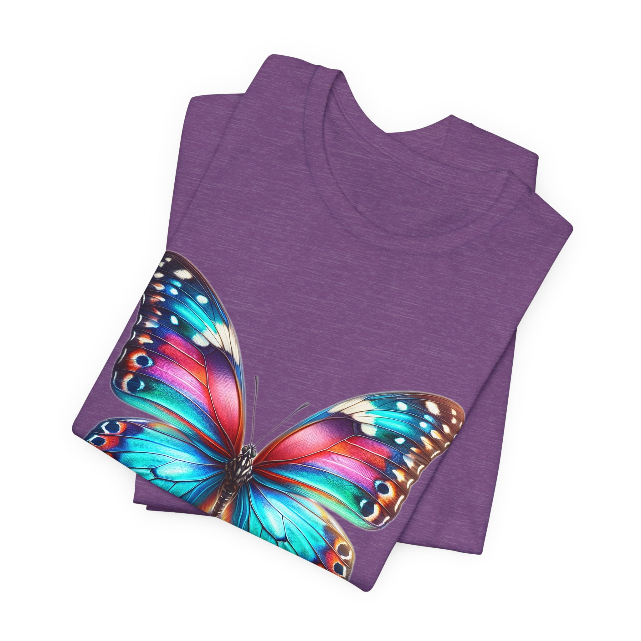 Vibrant Rainbow Butterfly Tee Colorful Monarch Wing Graphic