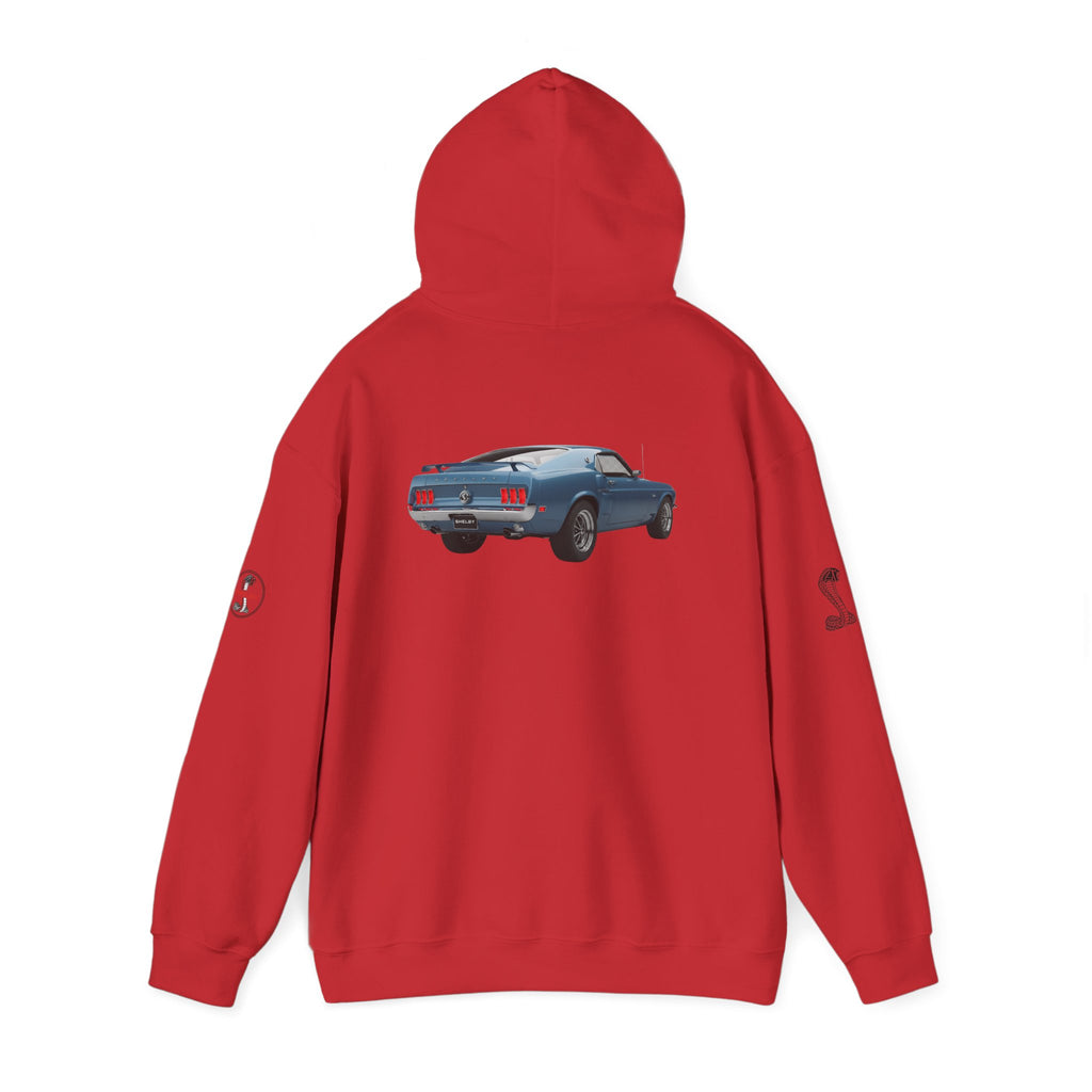 Classic Mustang Hoodie  Vintage Blue Pony Car Pullover