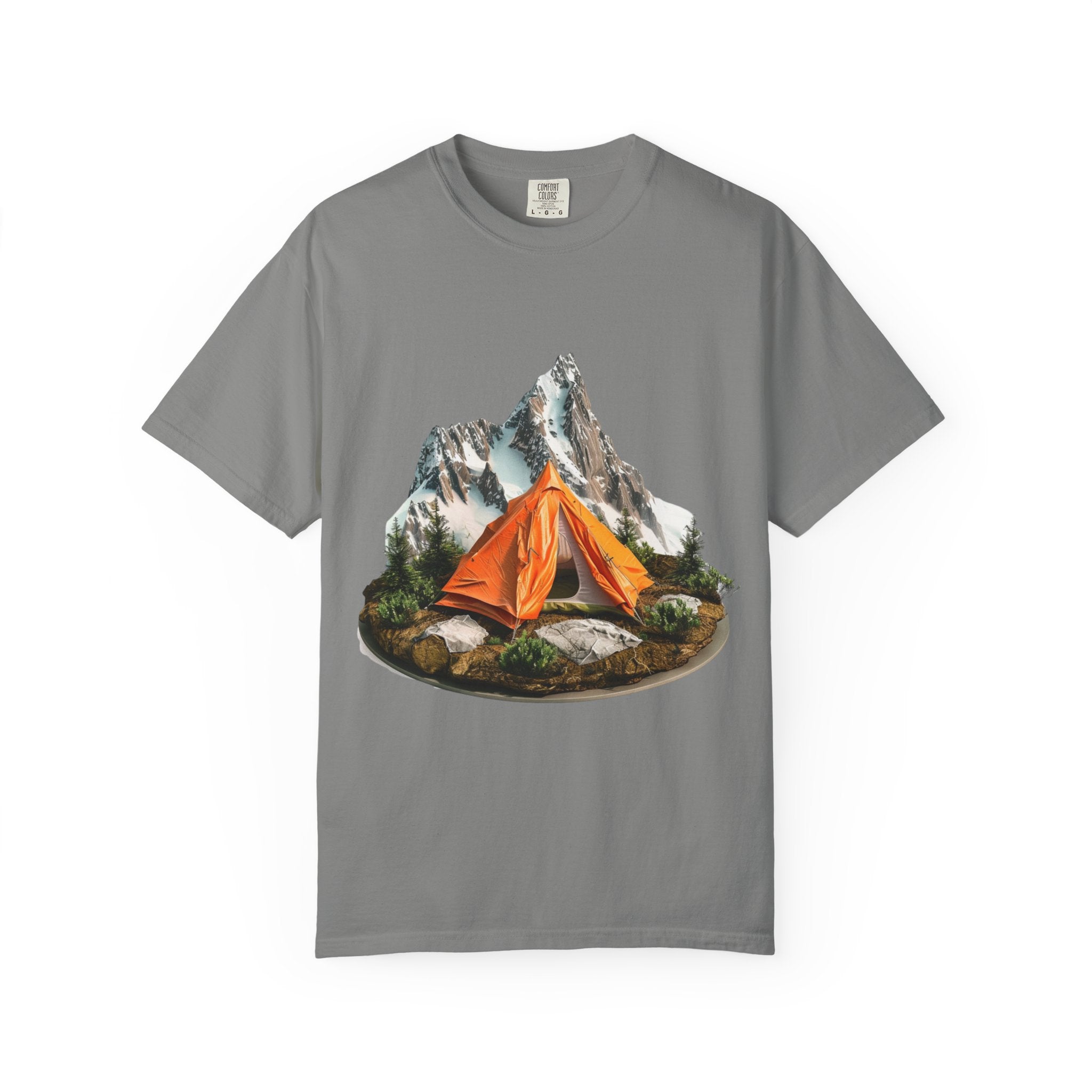 Mountain Camping Tent T-Shirt  Orange Tent Campsite Graphic