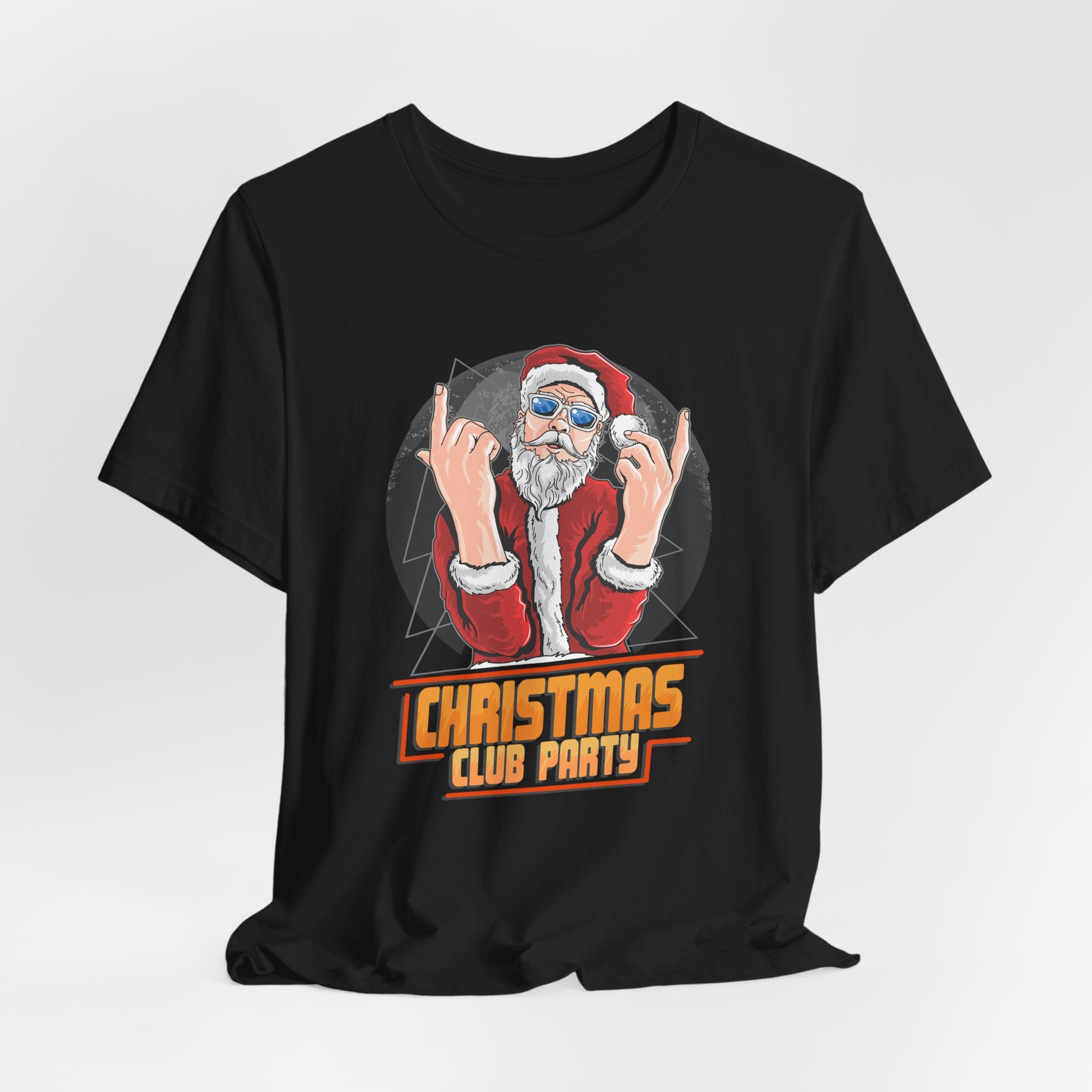 Santa Rocker Christmas Club Party Tee  Retro Holiday Graphic