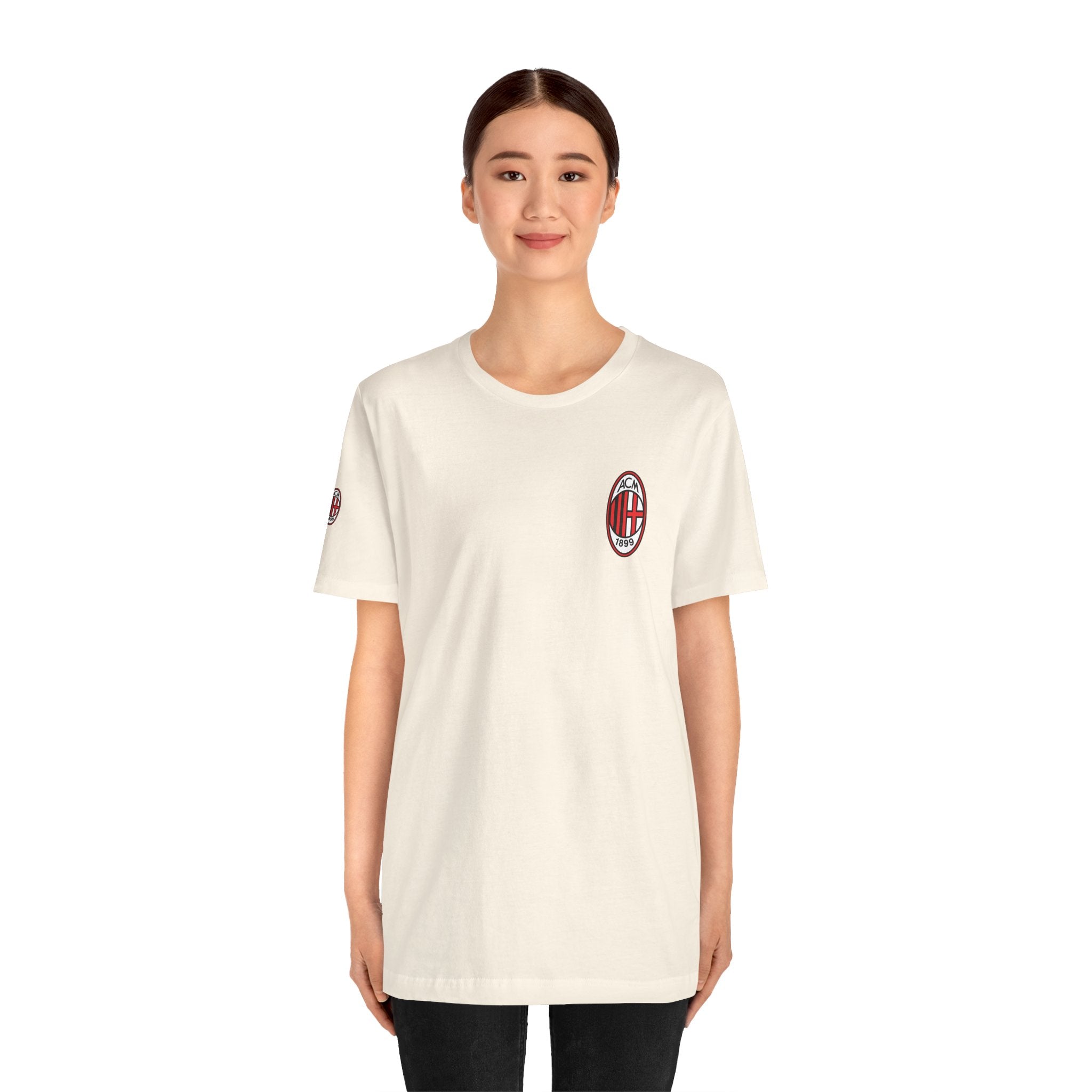 AC Milan Crest T-Shirt Minimal Soccer Tee with 'AC Milan' Back Print