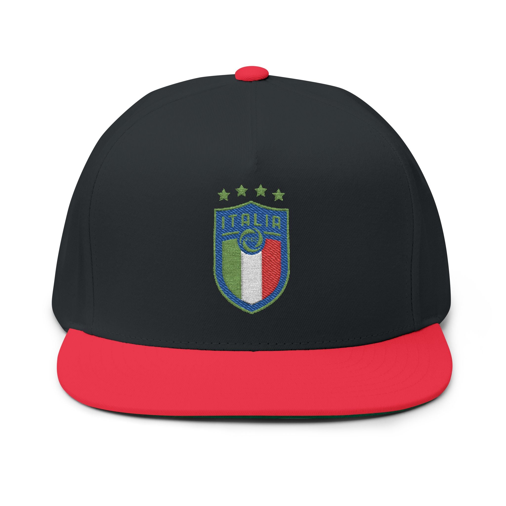 Italy Crest Embroidered Flat Bill Cap