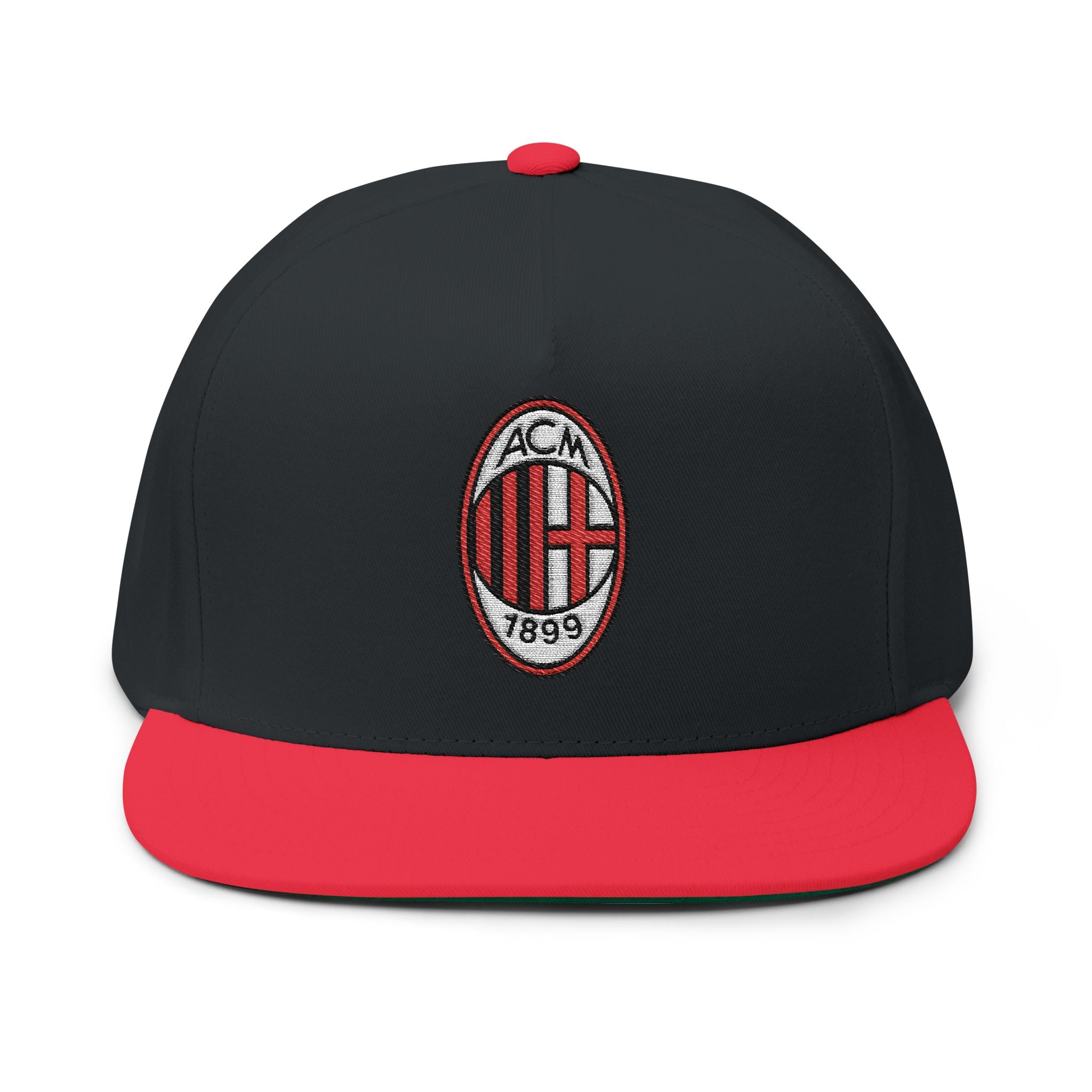 Embroidered Flat Bill Cap AC Milan Crest Snapback