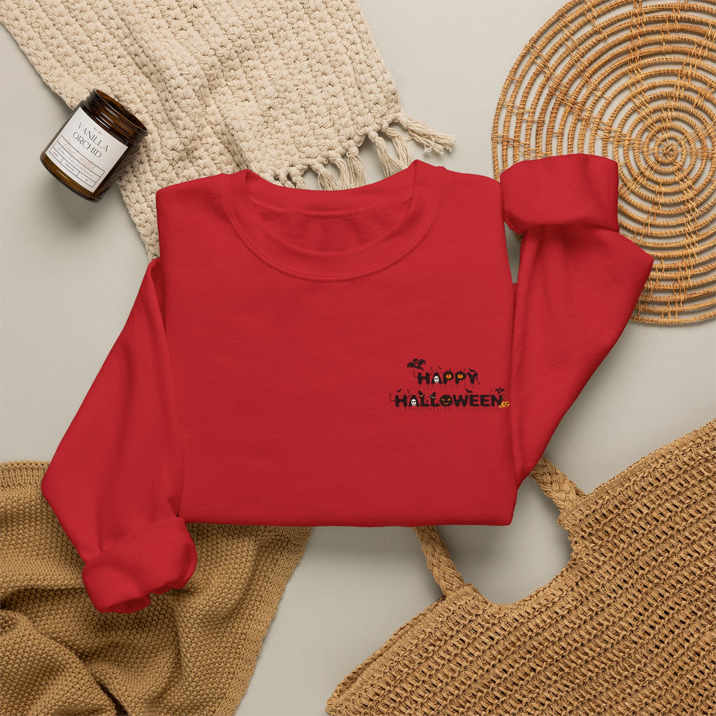 Halloween Candy Crewneck Sweatshirt — 'Happy Halloween' Jack-o'-Lantern & Candy Design