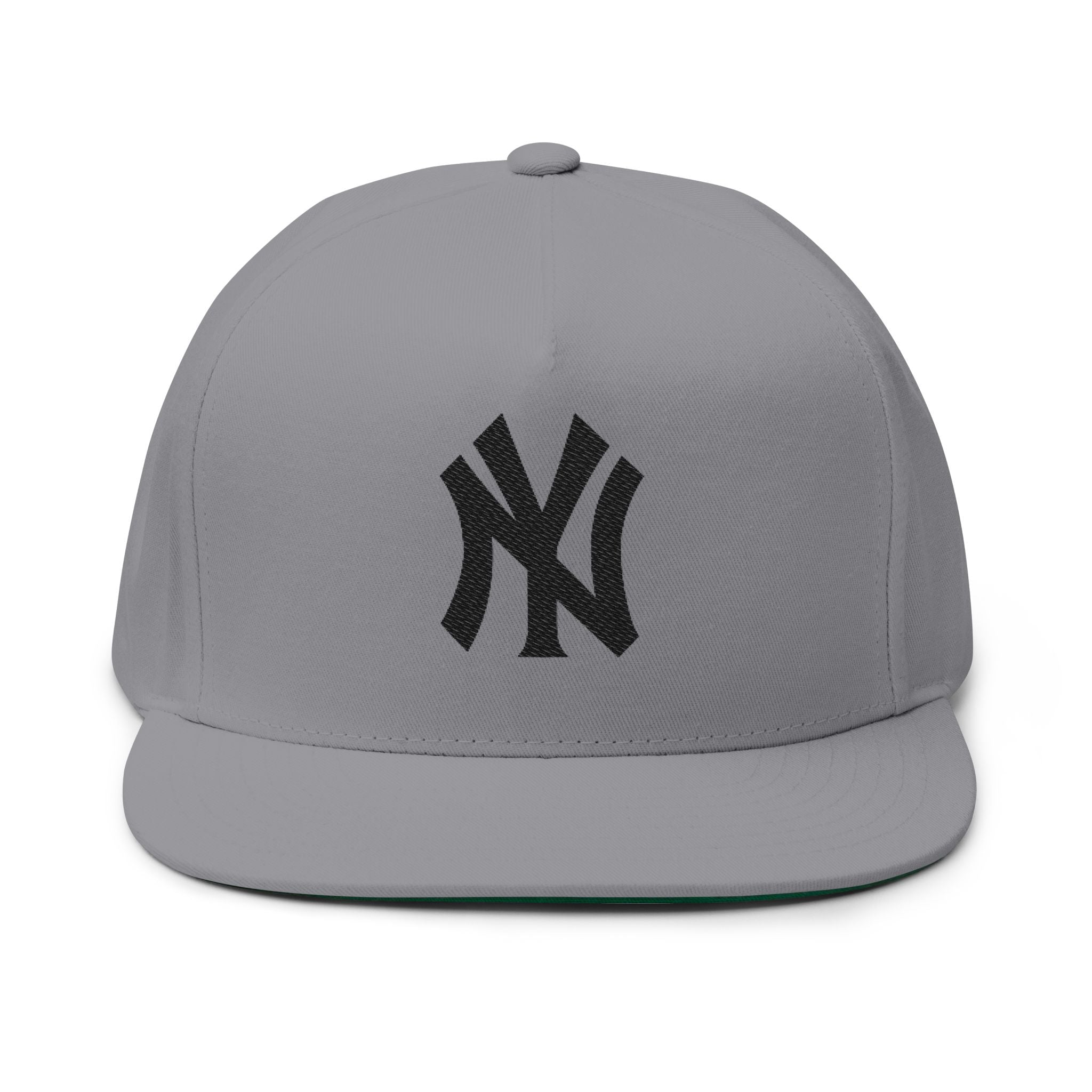 Embroidered Flat Bill Cap  Classic NY Logo Snapback
