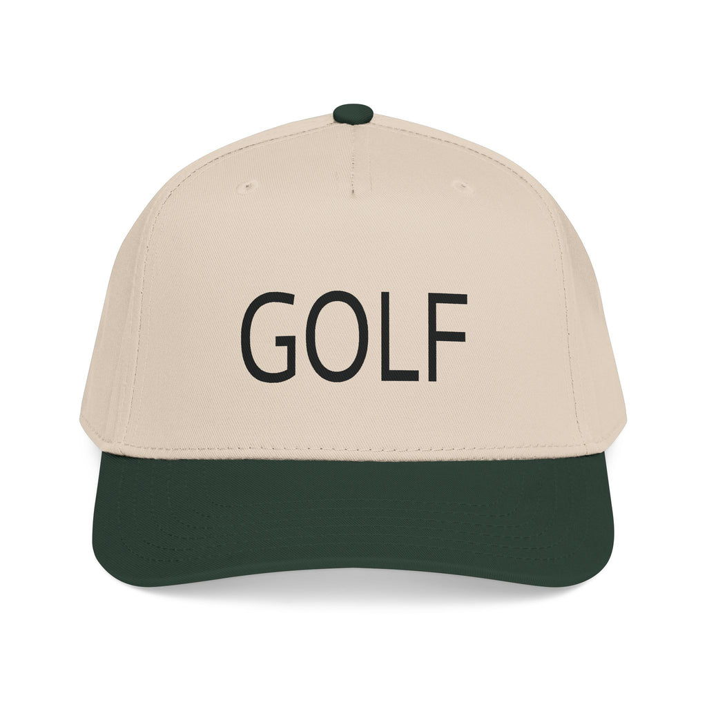 Golf Embroidered Mid Profile Cap — Classic Two-Tone Golf Hat