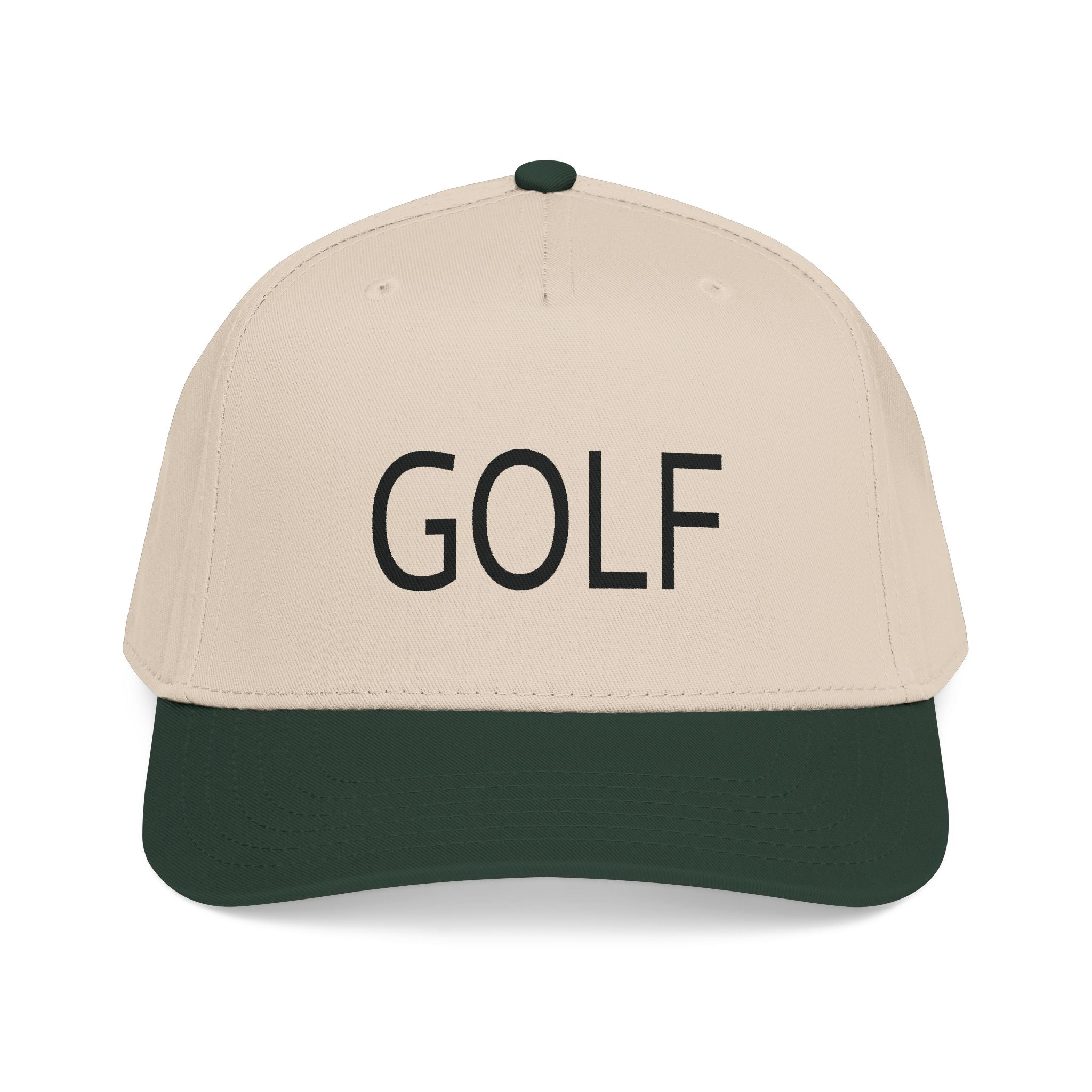 Golf Embroidered Mid Profile Cap — Classic Two-Tone Golf Hat