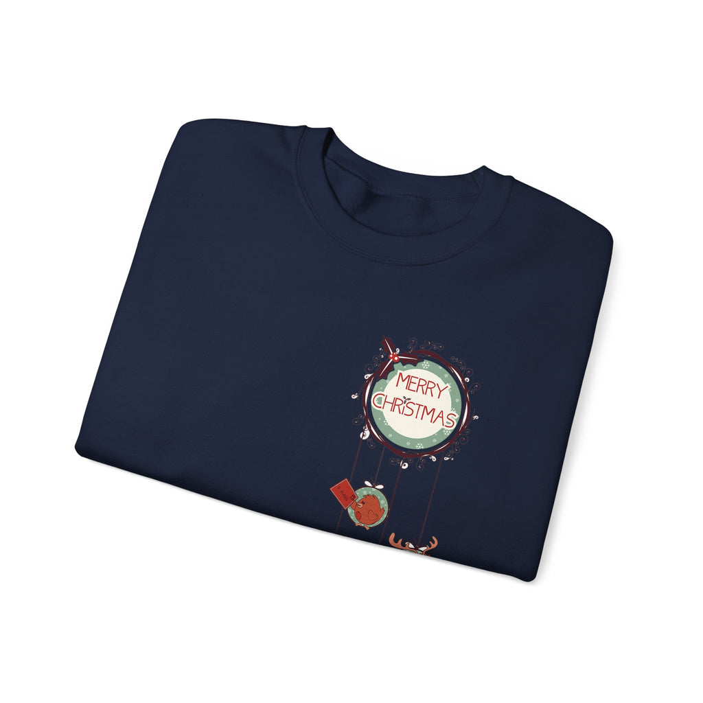 Merry Christmas Hanging Ornaments Sweatshirt Santa Reindeer Wreath Holiday