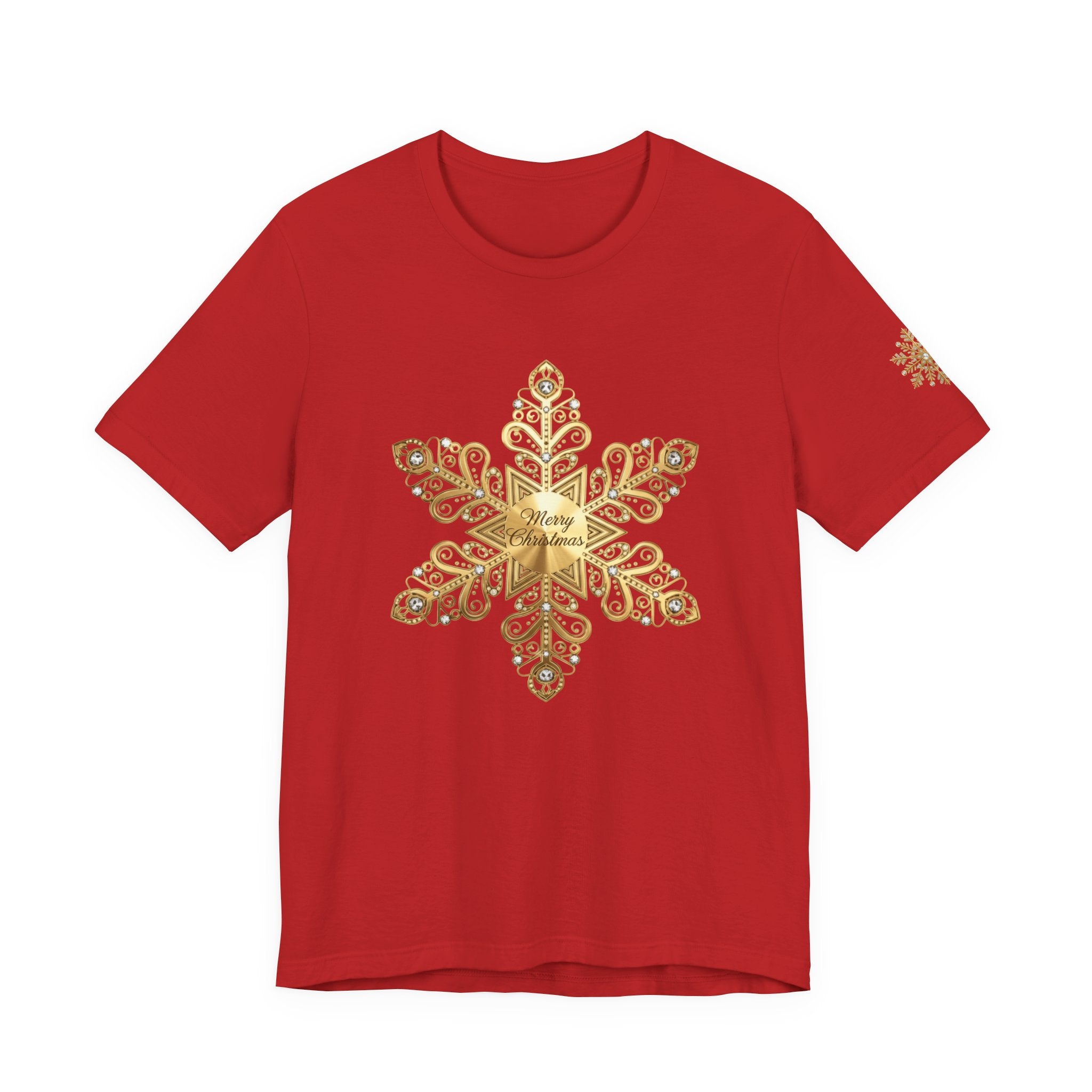 Gold Snowflake Tee Ornate Metallic Snowflake Design