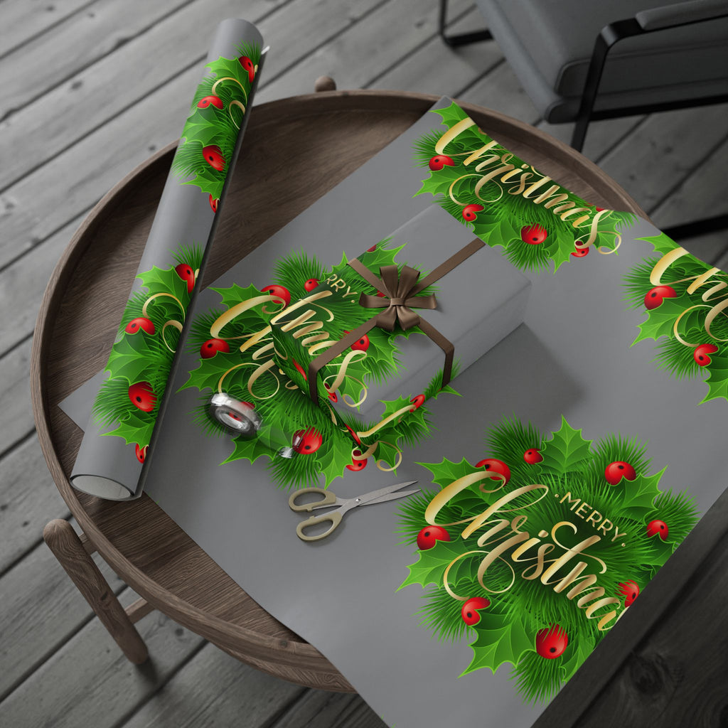 Holly & Berries Wrapping Paper  Holiday Gift Wrap Roll
