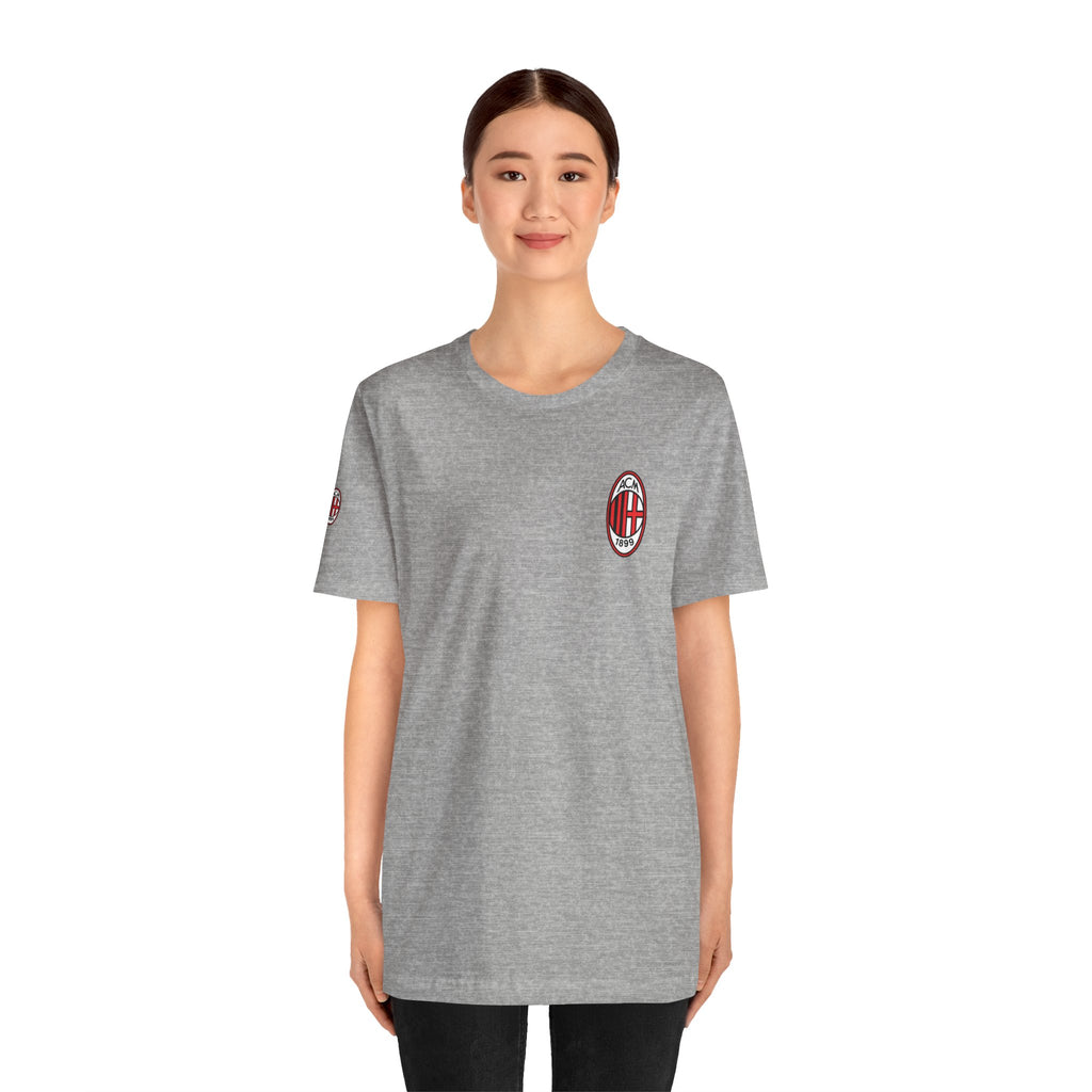AC Milan Crest T-Shirt Minimal Soccer Tee with 'AC Milan' Back Print