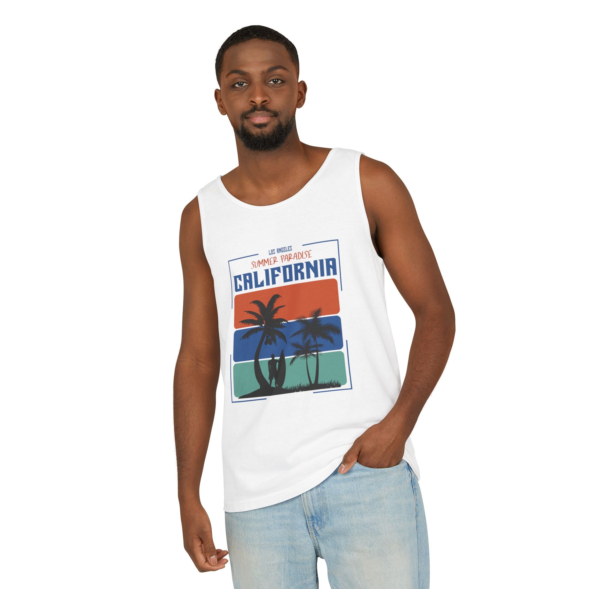 California Palm Sunset Tank Top Vintage Beach Graphic