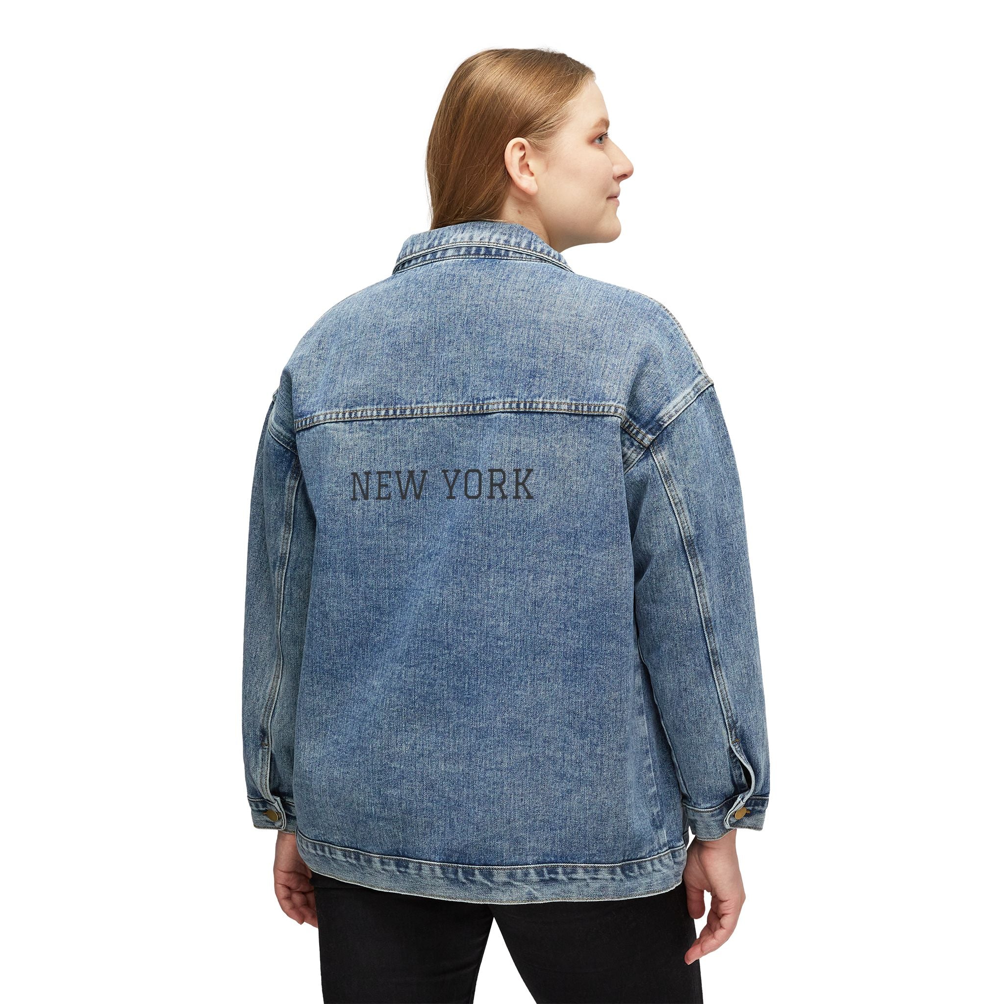 Women's Denim Jacket Vintage New York Embroidered Jean Jacket