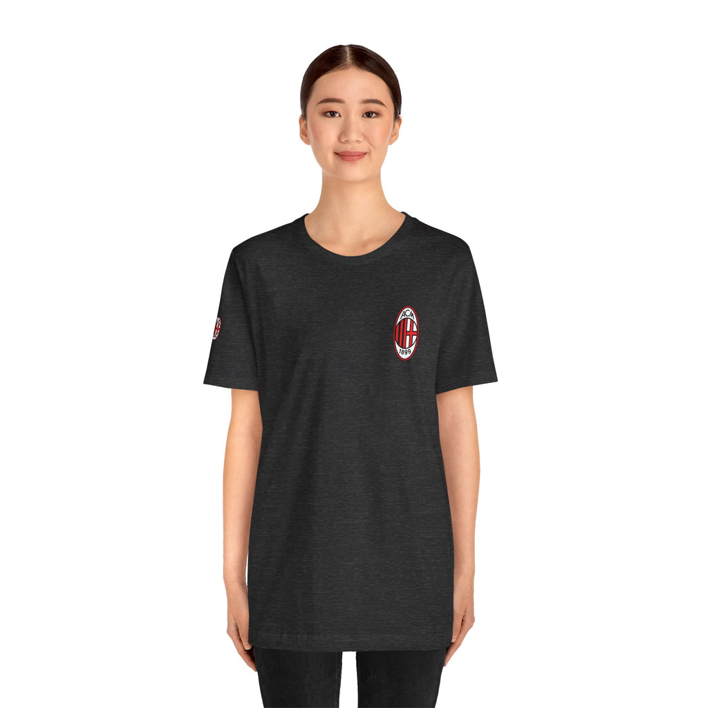 AC Milan Crest T-Shirt Minimal Soccer Tee with 'AC Milan' Back Print