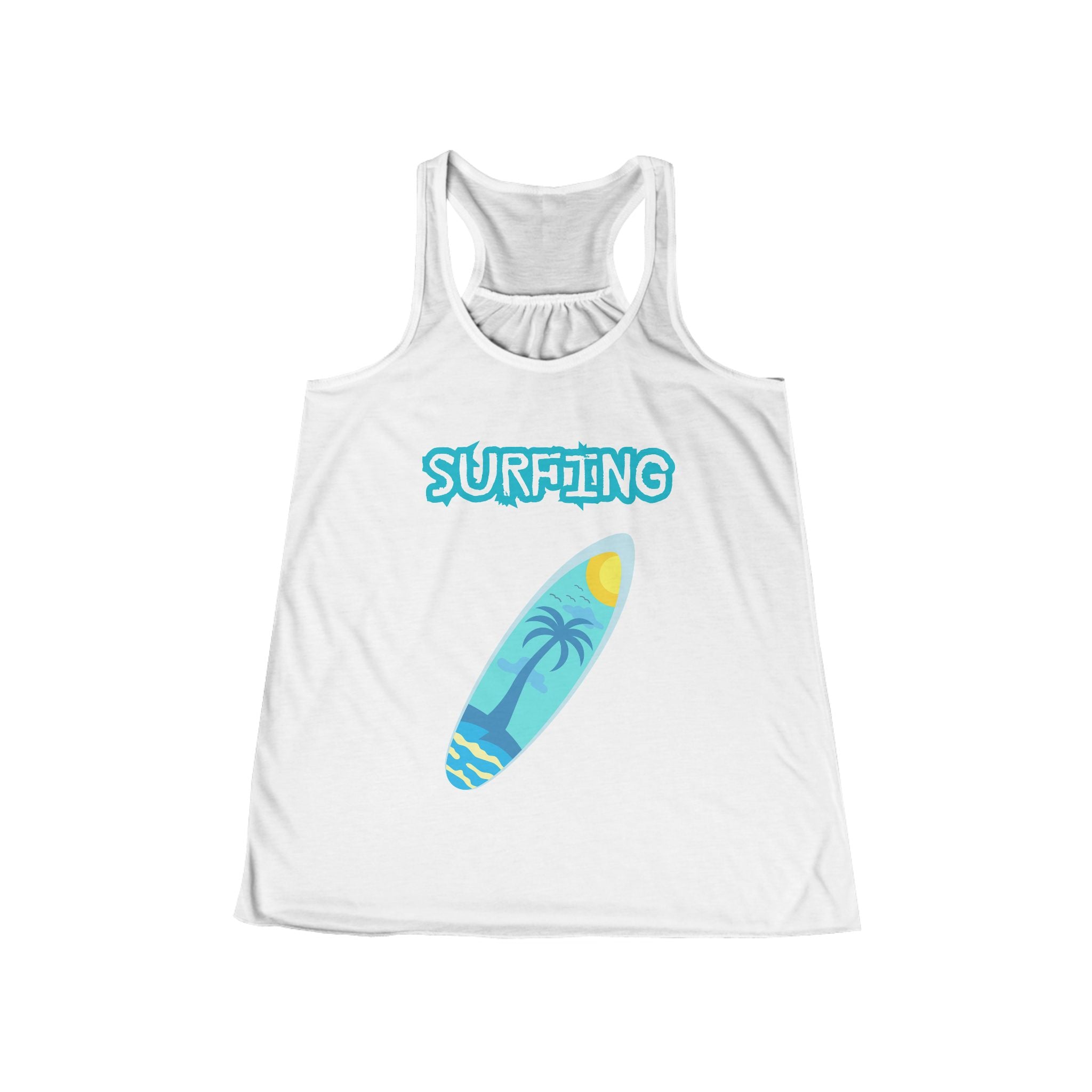 Surfing Tank Top Women's Beach Racerback Tank with Surfboard Graphic