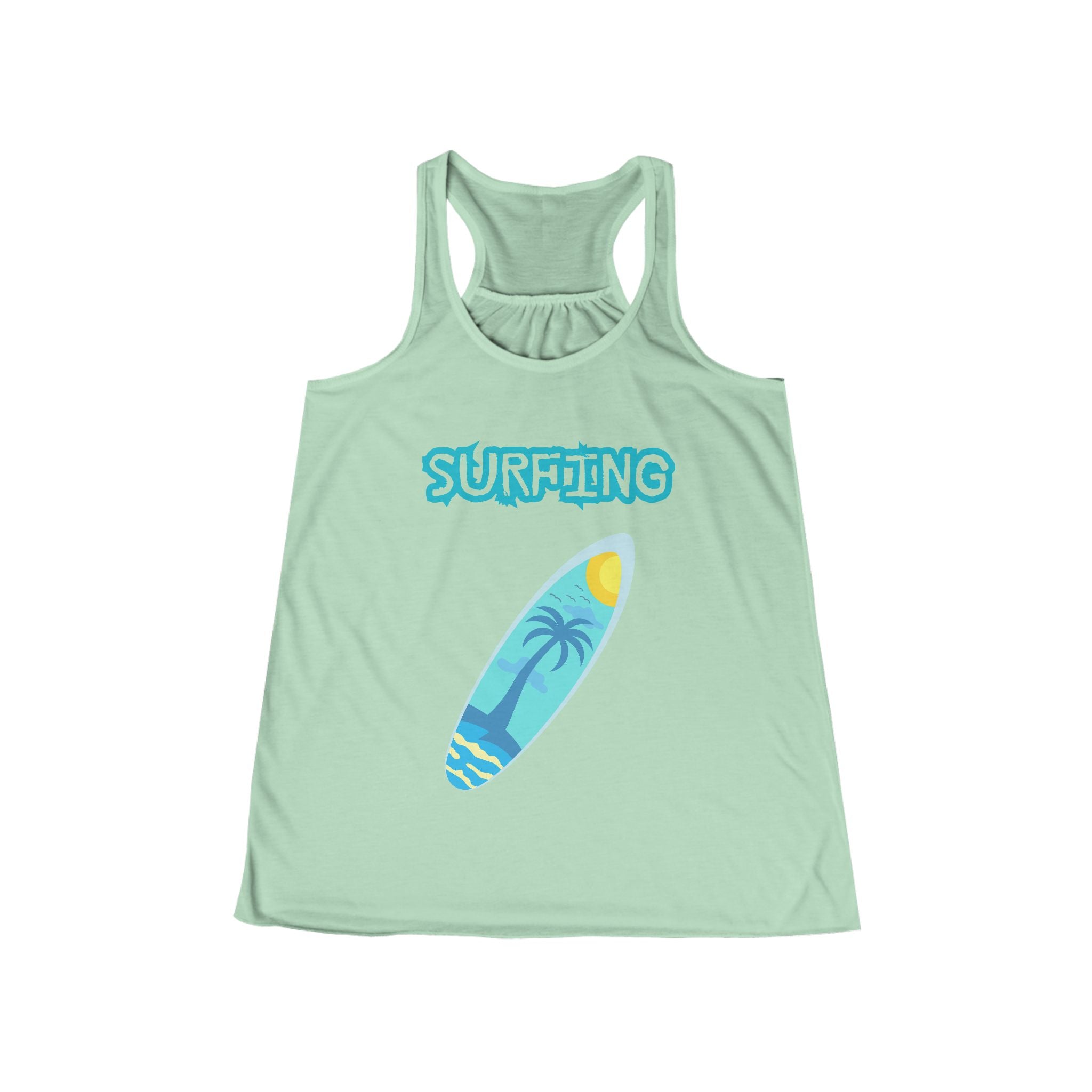 Surfing Tank Top Women's Beach Racerback Tank with Surfboard Graphic