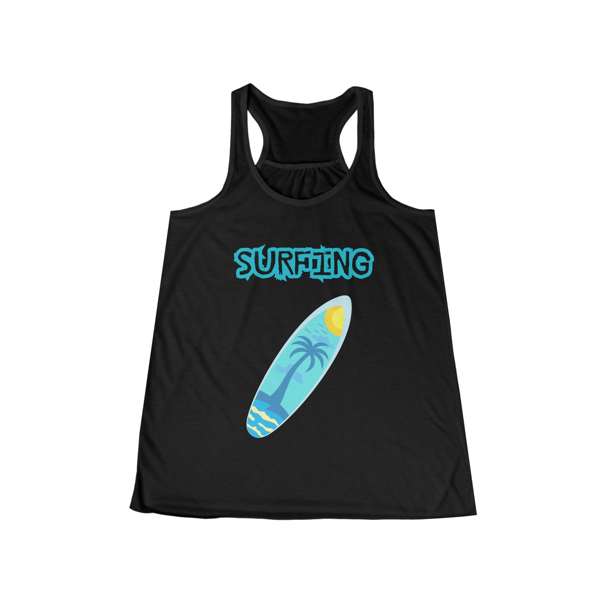 Surfing Tank Top Women's Beach Racerback Tank with Surfboard Graphic