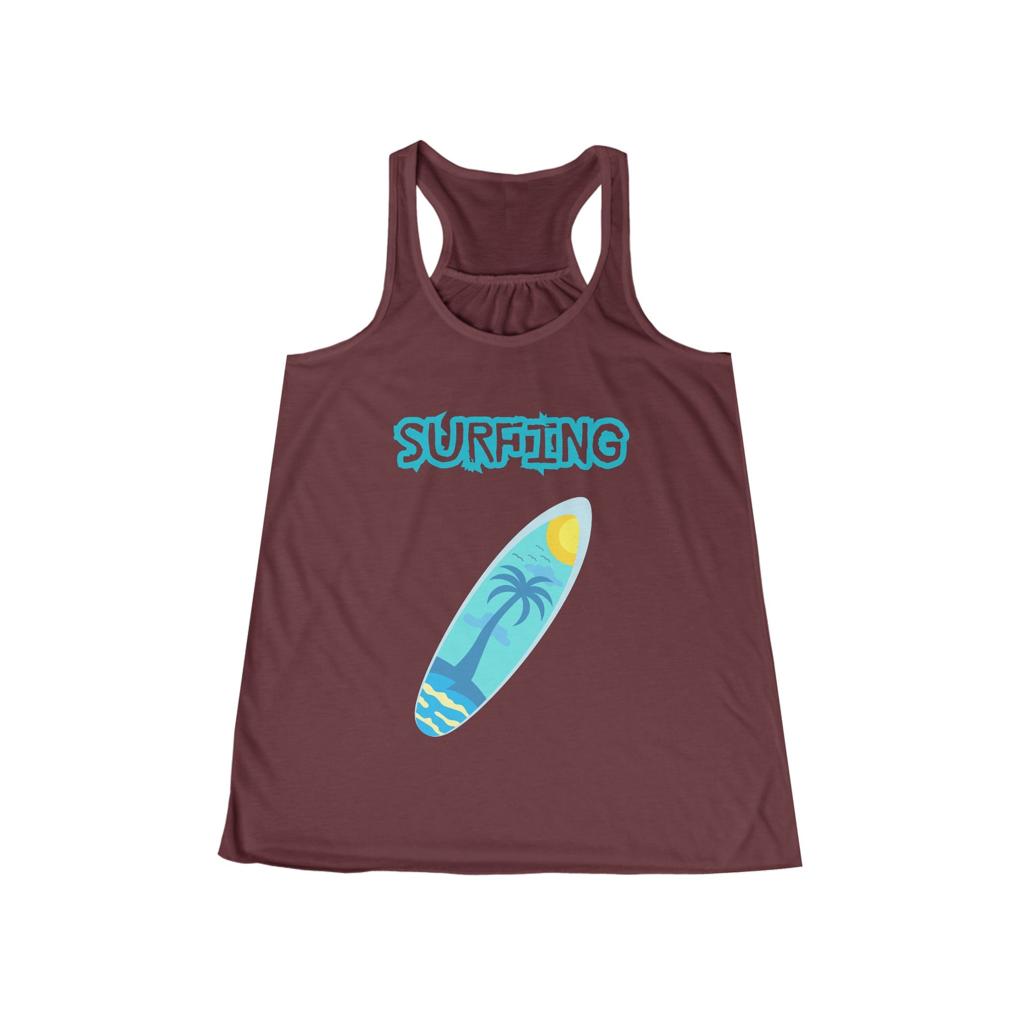 Surfing Tank Top Women's Beach Racerback Tank with Surfboard Graphic