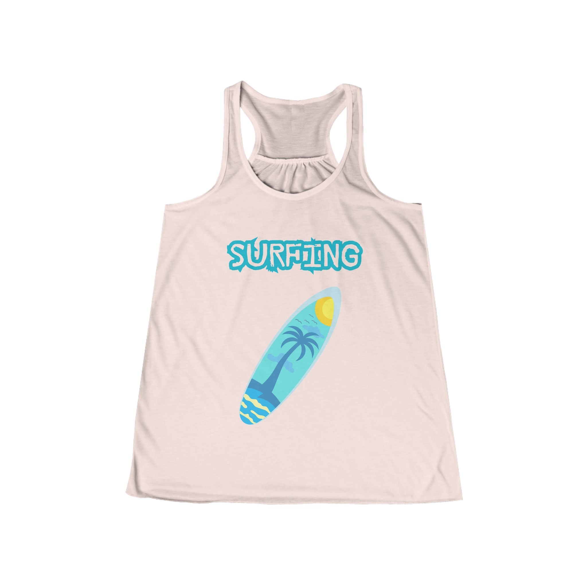 Surfing Tank Top Women's Beach Racerback Tank with Surfboard Graphic