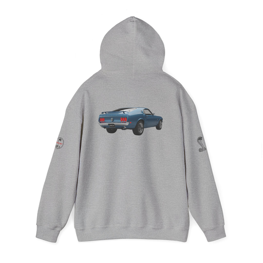 Classic Mustang Hoodie  Vintage Blue Pony Car Pullover