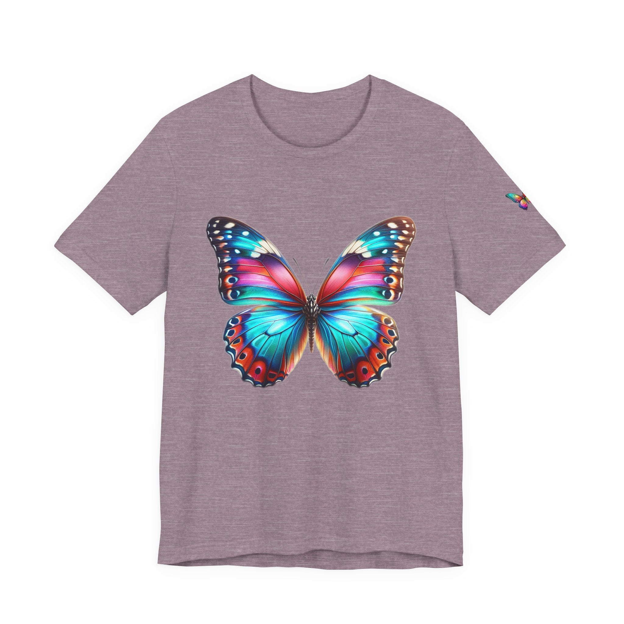 Vibrant Rainbow Butterfly Tee Colorful Monarch Wing Graphic