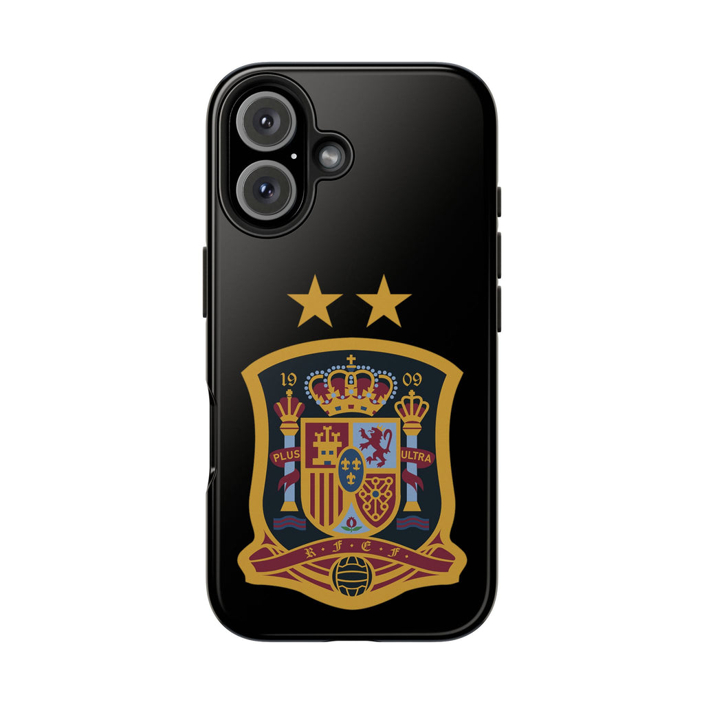 Spain Soccer Crest Tough Phone Case  Black Protective iPhone Case with Two Stars