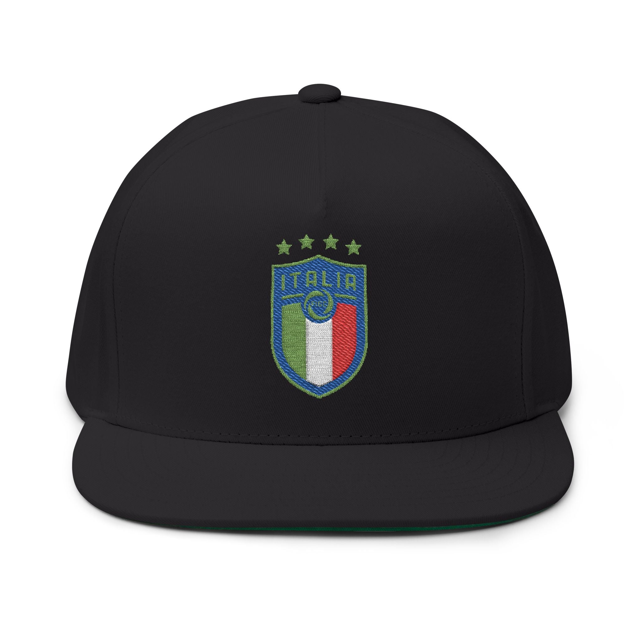 Italy Crest Embroidered Flat Bill Cap