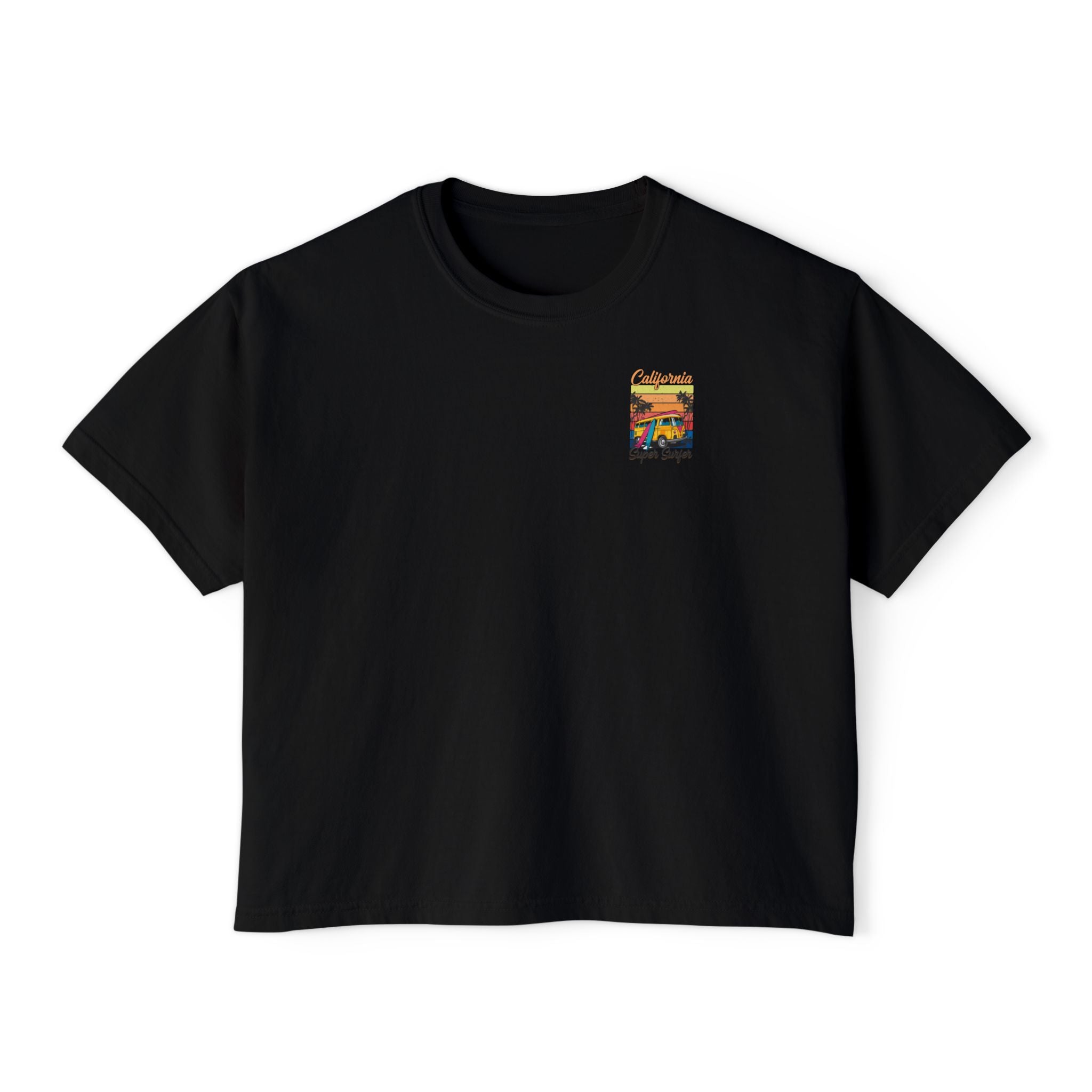Los Angeles Sunset Women's Boxy Tee  Retro Palm Tree City Graphic