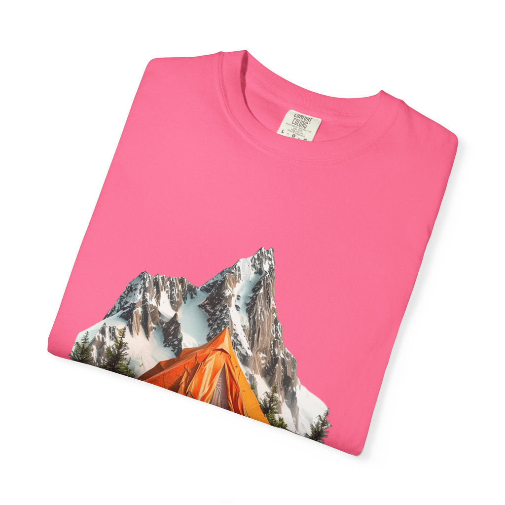 Mountain Camping Tent T-Shirt  Orange Tent Campsite Graphic