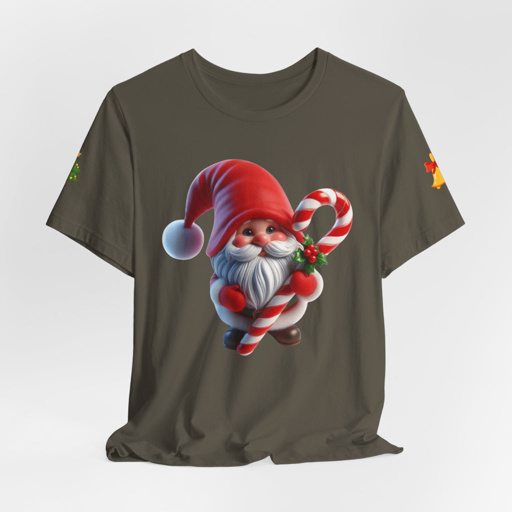 Candy Cane Gnome T-Shirt Christmas Santa Elf Tee