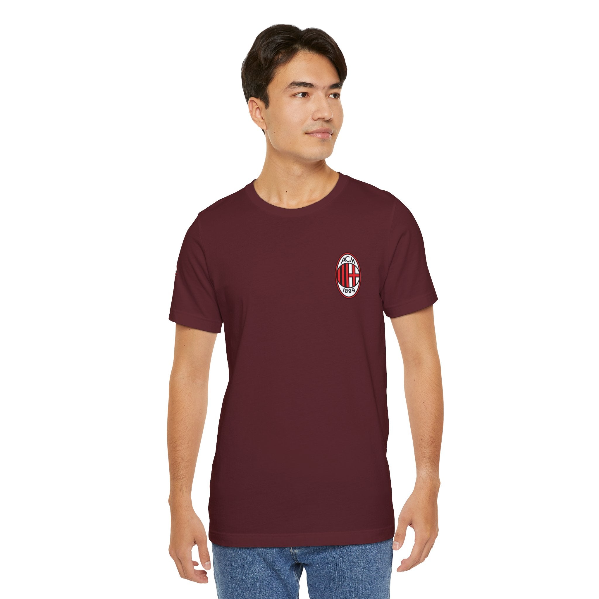 AC Milan Crest T-Shirt Minimal Soccer Tee with 'AC Milan' Back Print