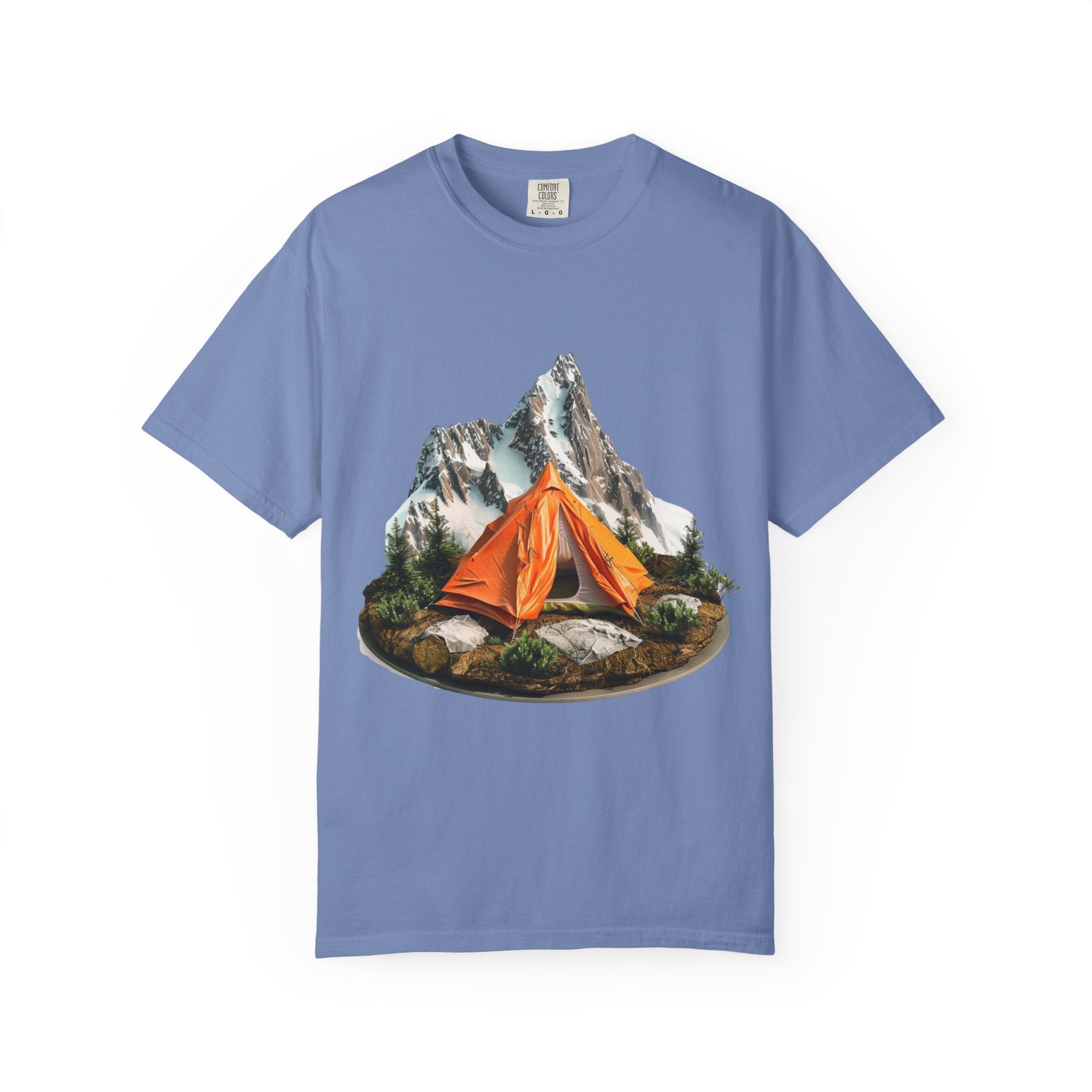 Mountain Camping Tent T-Shirt  Orange Tent Campsite Graphic