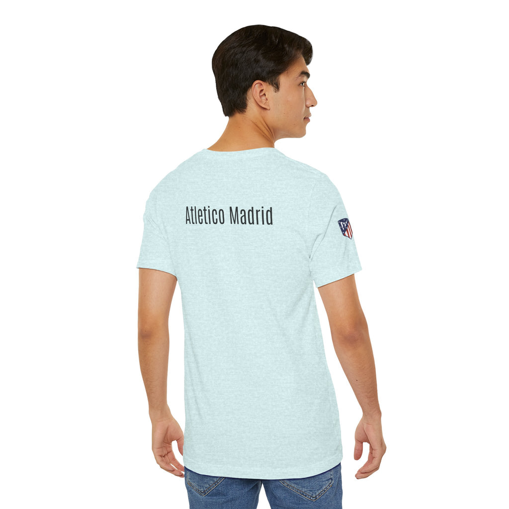 Atletico Madrid Shield T-Shirt Front Chest & Sleeve Logo Soccer Tee