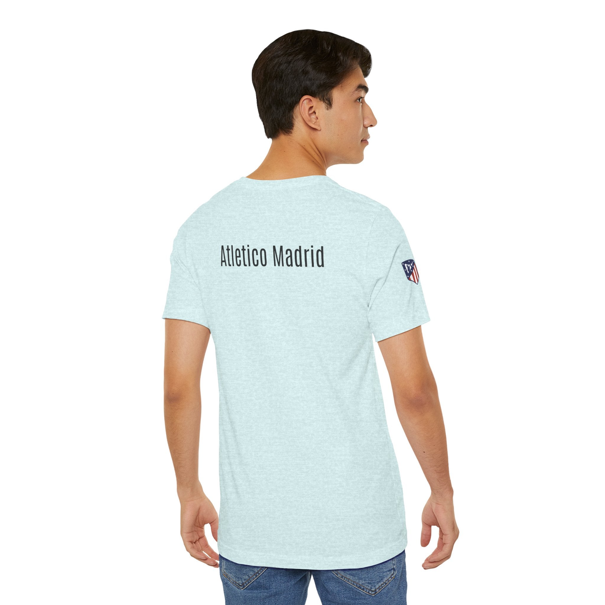 Atletico Madrid Shield T-Shirt Front Chest & Sleeve Logo Soccer Tee