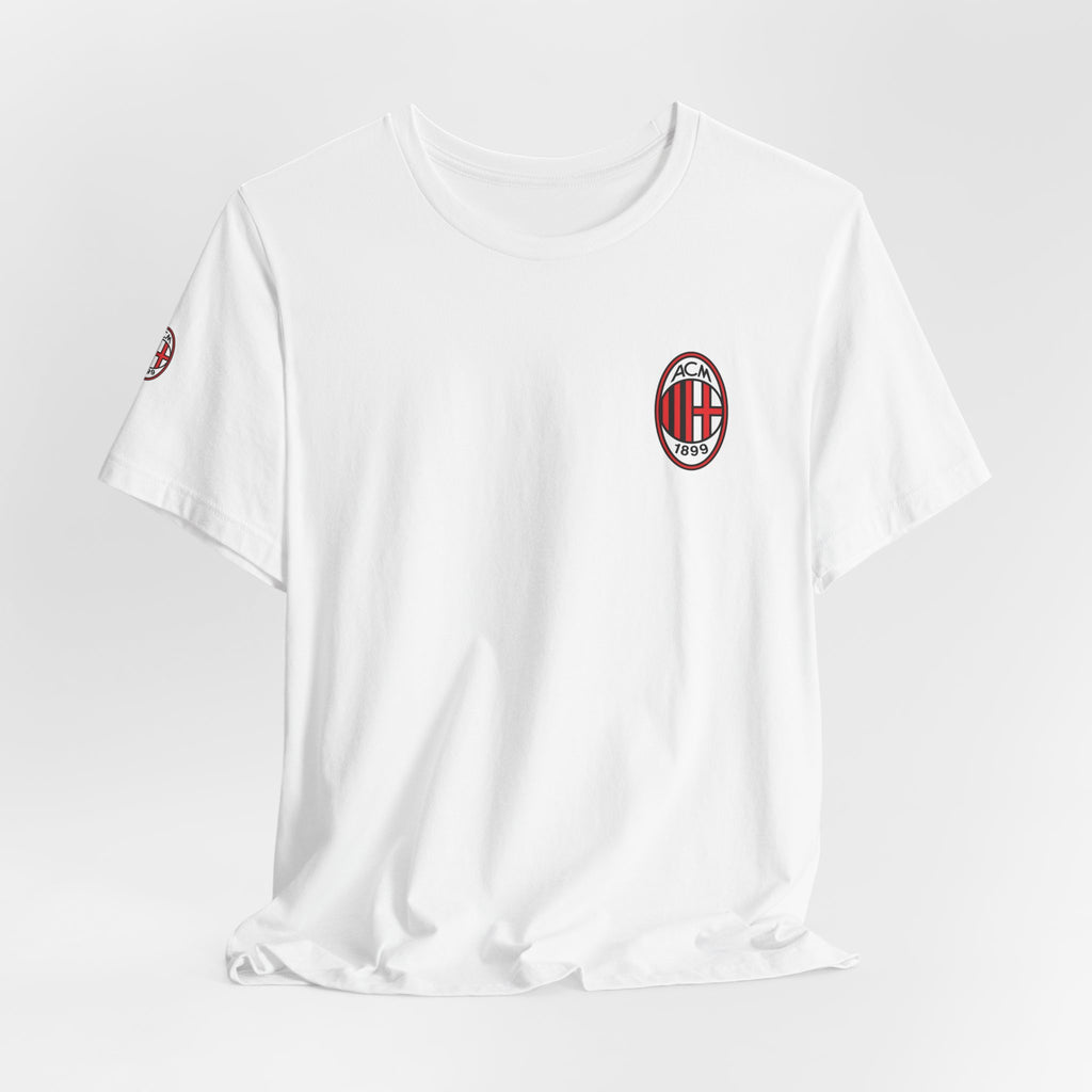AC Milan Crest T-Shirt Minimal Soccer Tee with 'AC Milan' Back Print